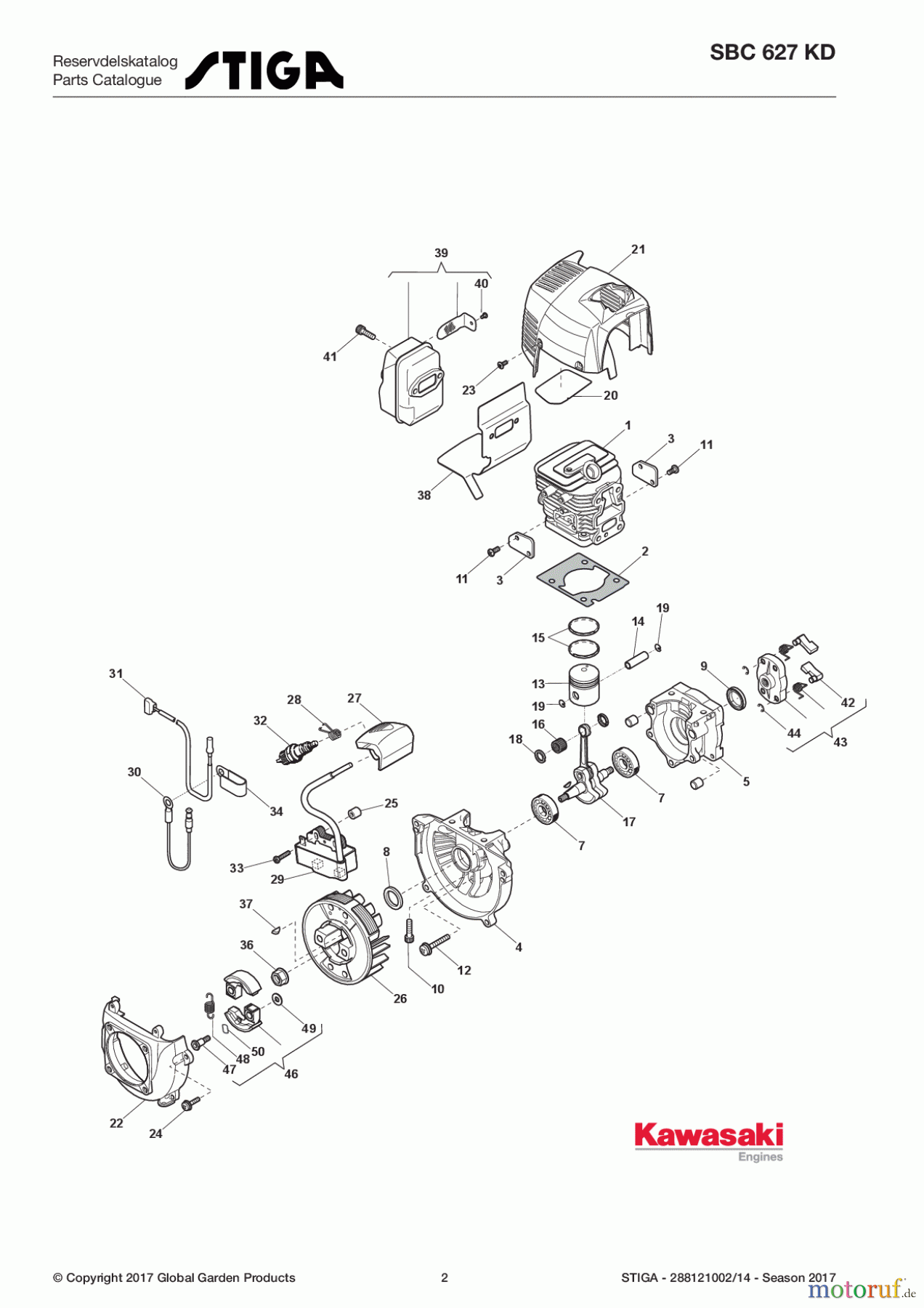  Stiga Motorsensen, Trimmer Baujahr 2017 Benzin 2017 SBC 627 KD 288121002/14 - Season 2017 Engine