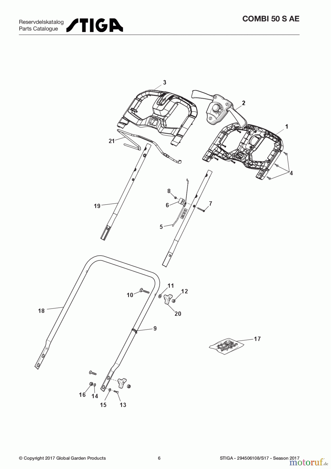  Stiga Rasenmäher Baujahr 2017 Akku 2017 COMBI 50 S AE 294506108/S17 - Season 2017 Handle