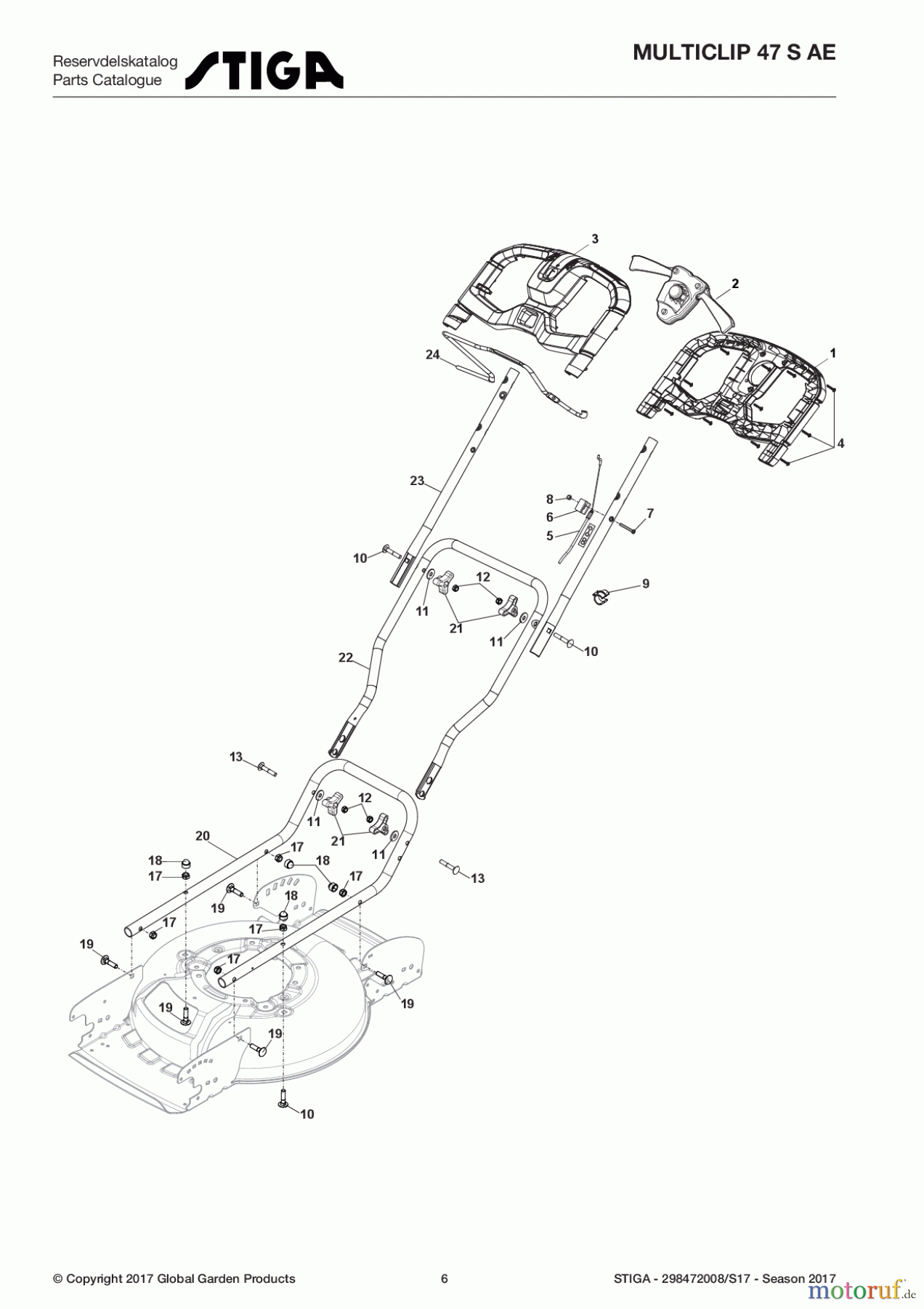  Stiga Rasenmäher Baujahr 2017 Akku 2017 MULTICLIP 47 S AE 298472008/S17 - Season 2017 Handle