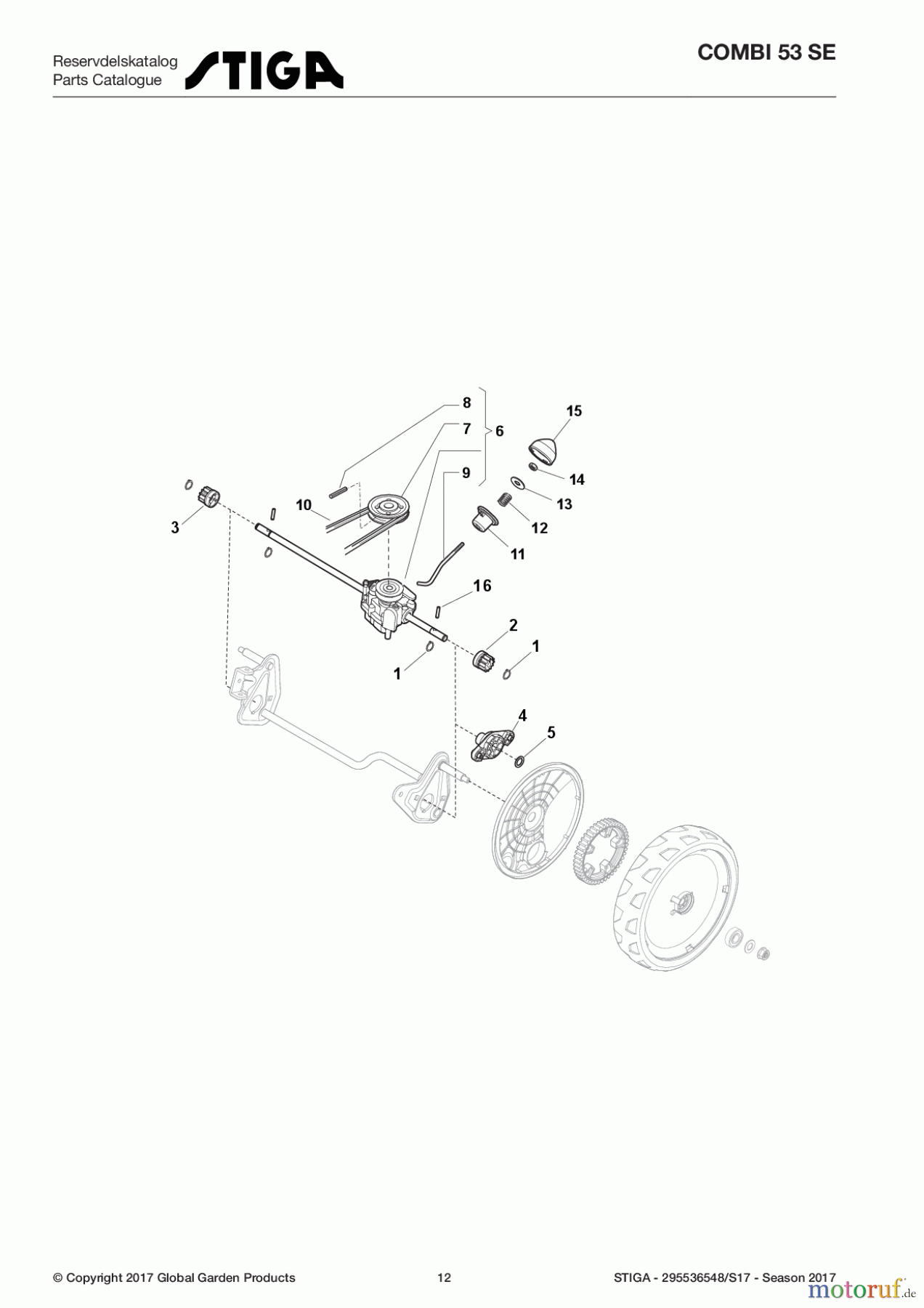  Stiga Rasenmäher Baujahr 2017 Benzin Mit Antrieb 2017 COMBI 53 SE 295536548/S17 - Season 2017 Transmission