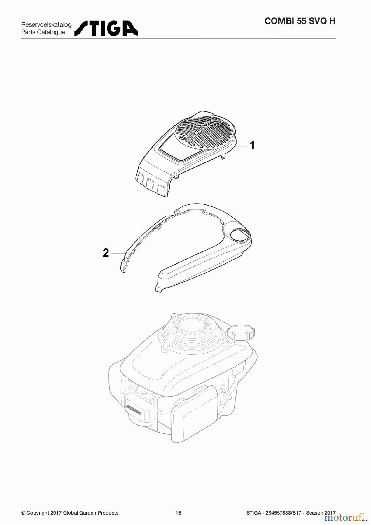  Stiga Rasenmäher Baujahr 2017 Benzin Mit Antrieb 2017 COMBI 55 SVQ H 294557838/S17 - Season 2017 Honda Engine Cover