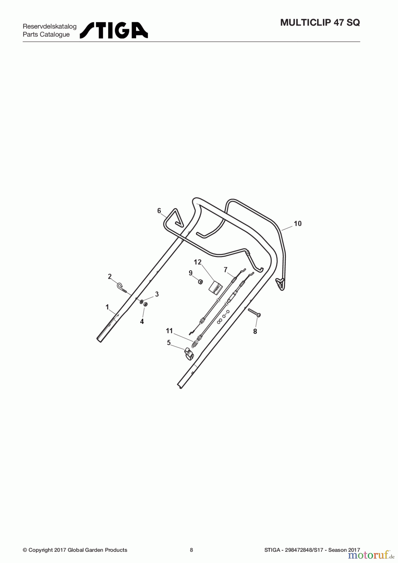  Stiga Rasenmäher Baujahr 2017 Benzin Mit Antrieb 2017 MULTICLIP 47 SQ 298472848/S17 - Season 2017 Handle, Upper Part