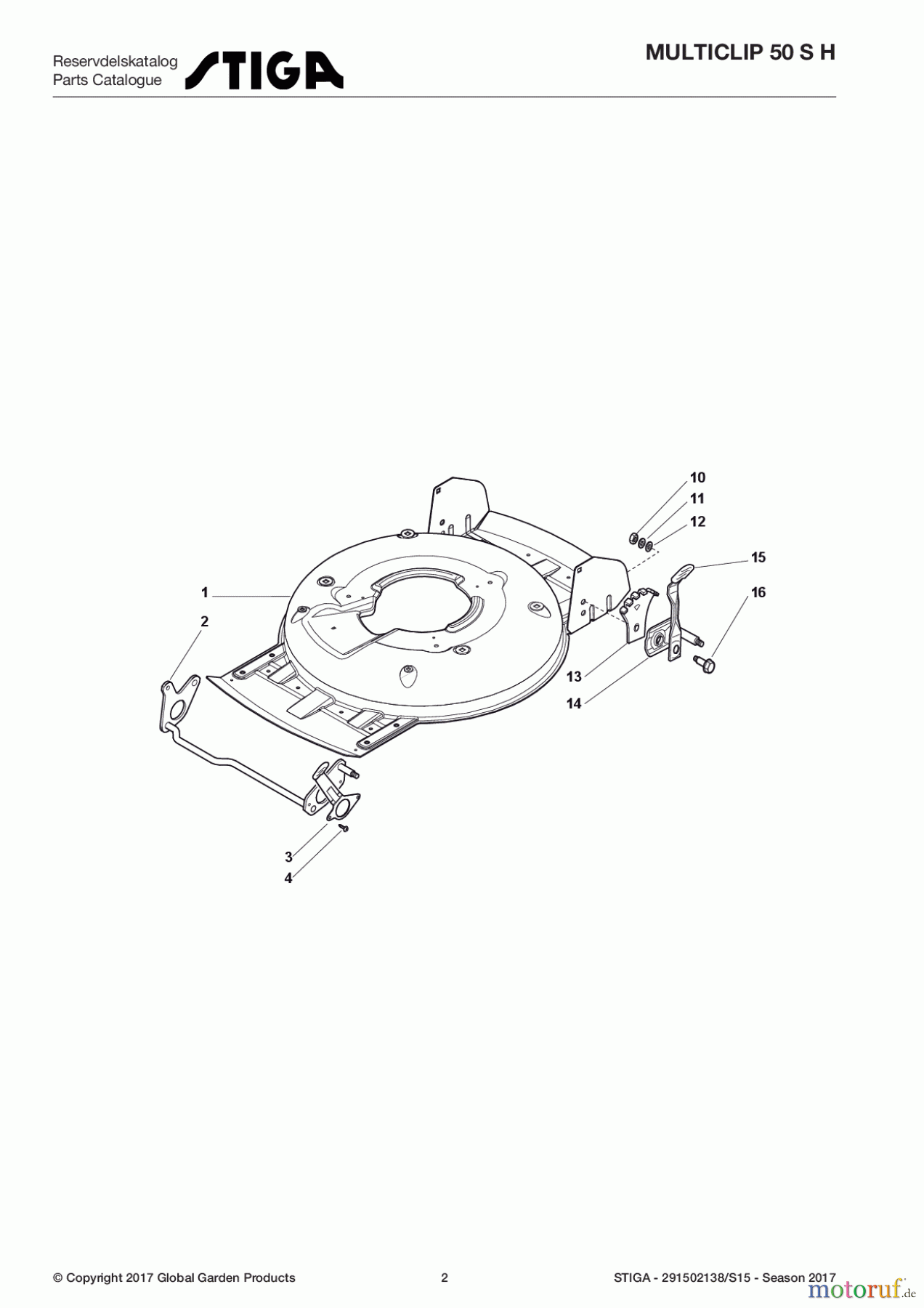  Stiga Rasenmäher Baujahr 2017 Benzin Mit Antrieb 2017 MULTICLIP 50 S H 291502138/S15 - Season 2017 Deck And Height Adjusting