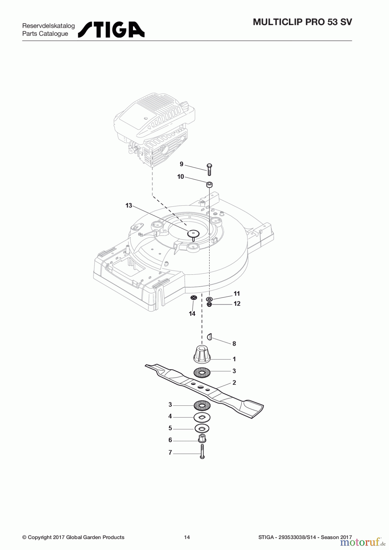  Stiga Rasenmäher Baujahr 2017 Benzin Mit Antrieb 2017 MULTICLIP PRO 53 SV 293533038/S14 - Season 2017 Blade