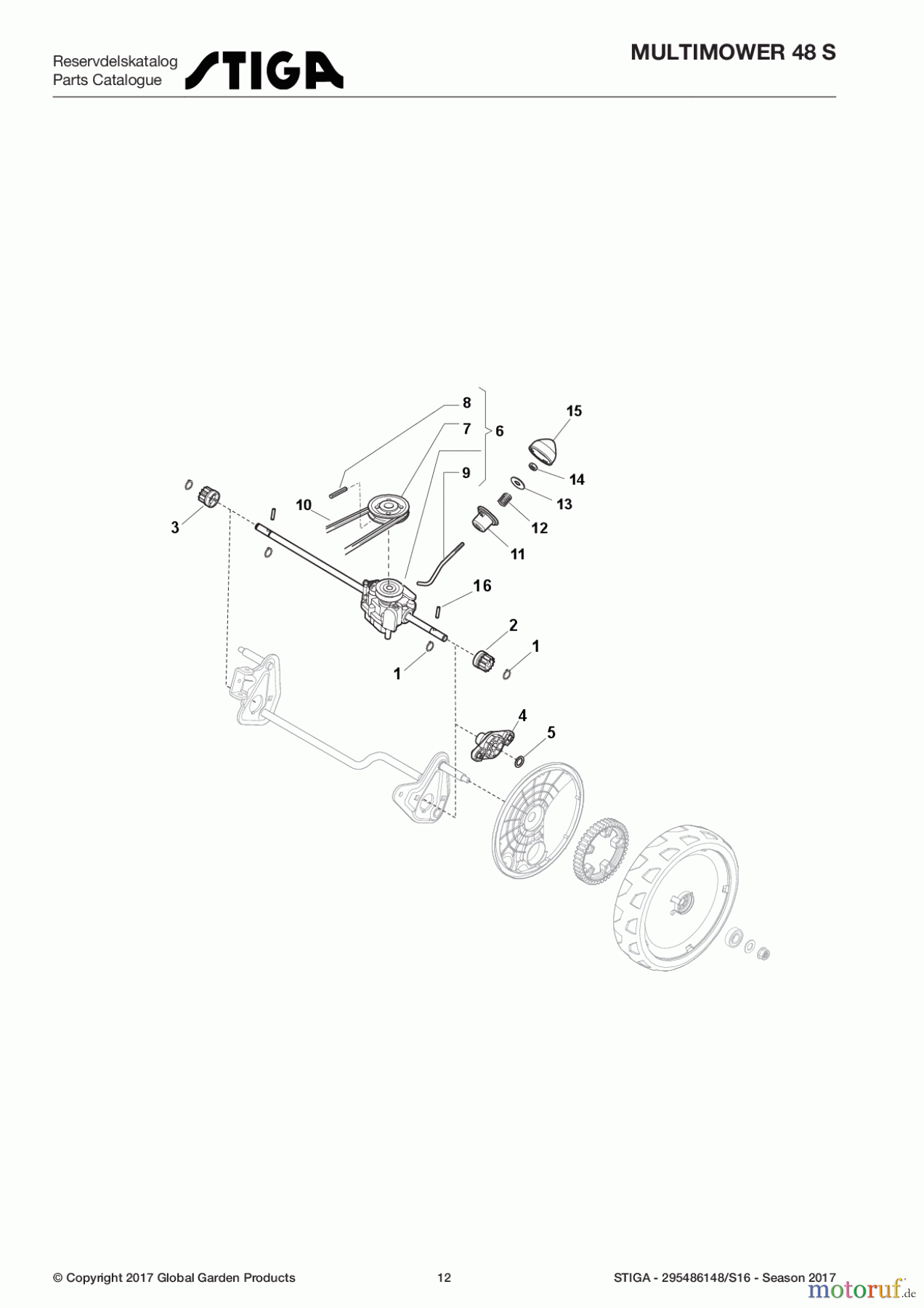  Stiga Rasenmäher Baujahr 2017 Benzin Mit Antrieb 2017 MULTIMOWER 48 S 295486148/S16 - Season 2017 Transmission