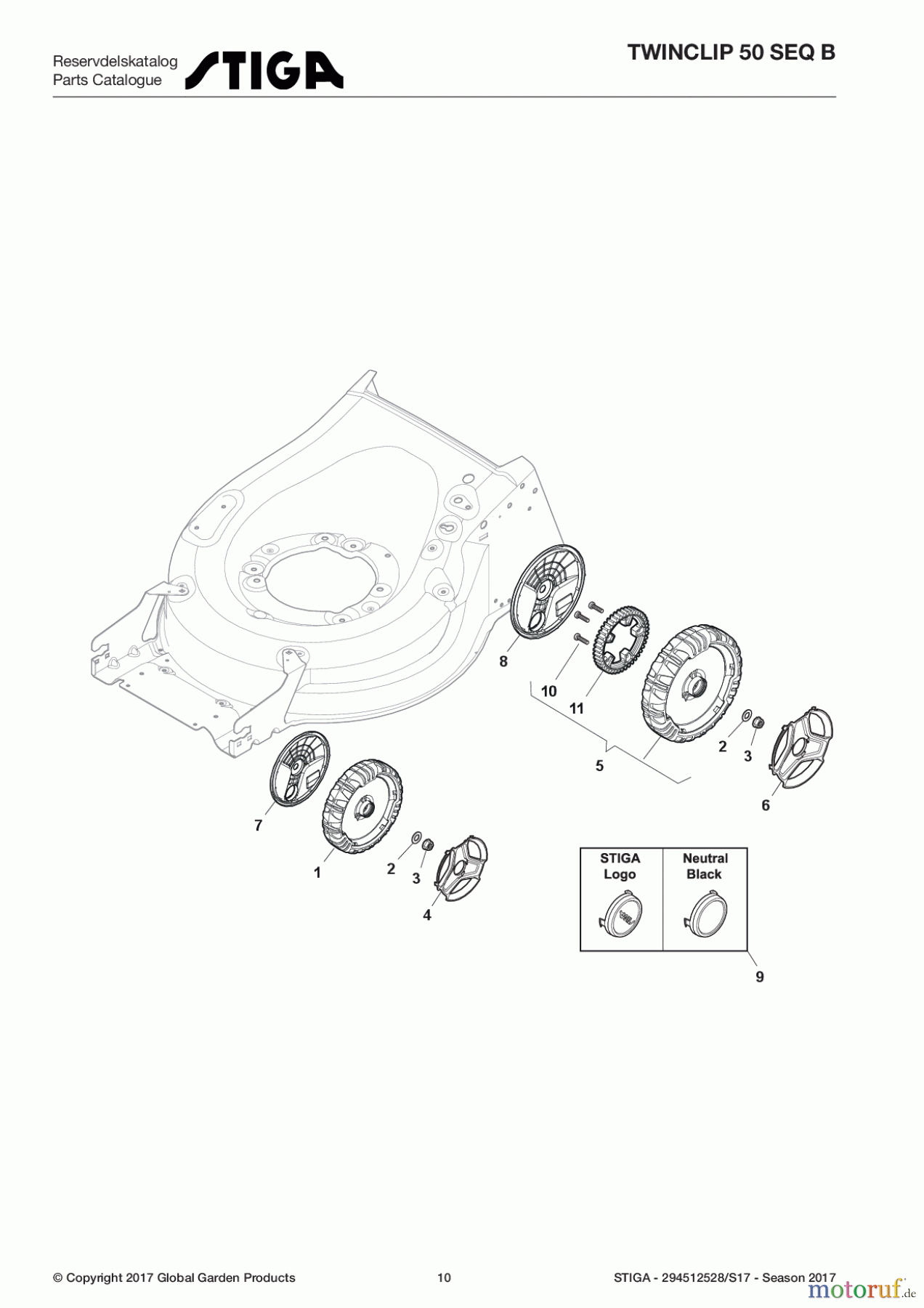  Stiga Rasenmäher Baujahr 2017 Benzin Mit Antrieb 2017 TWINCLIP 50 SEQ B 294512528/S17 - Season 2017 Wheel and Hub Cap