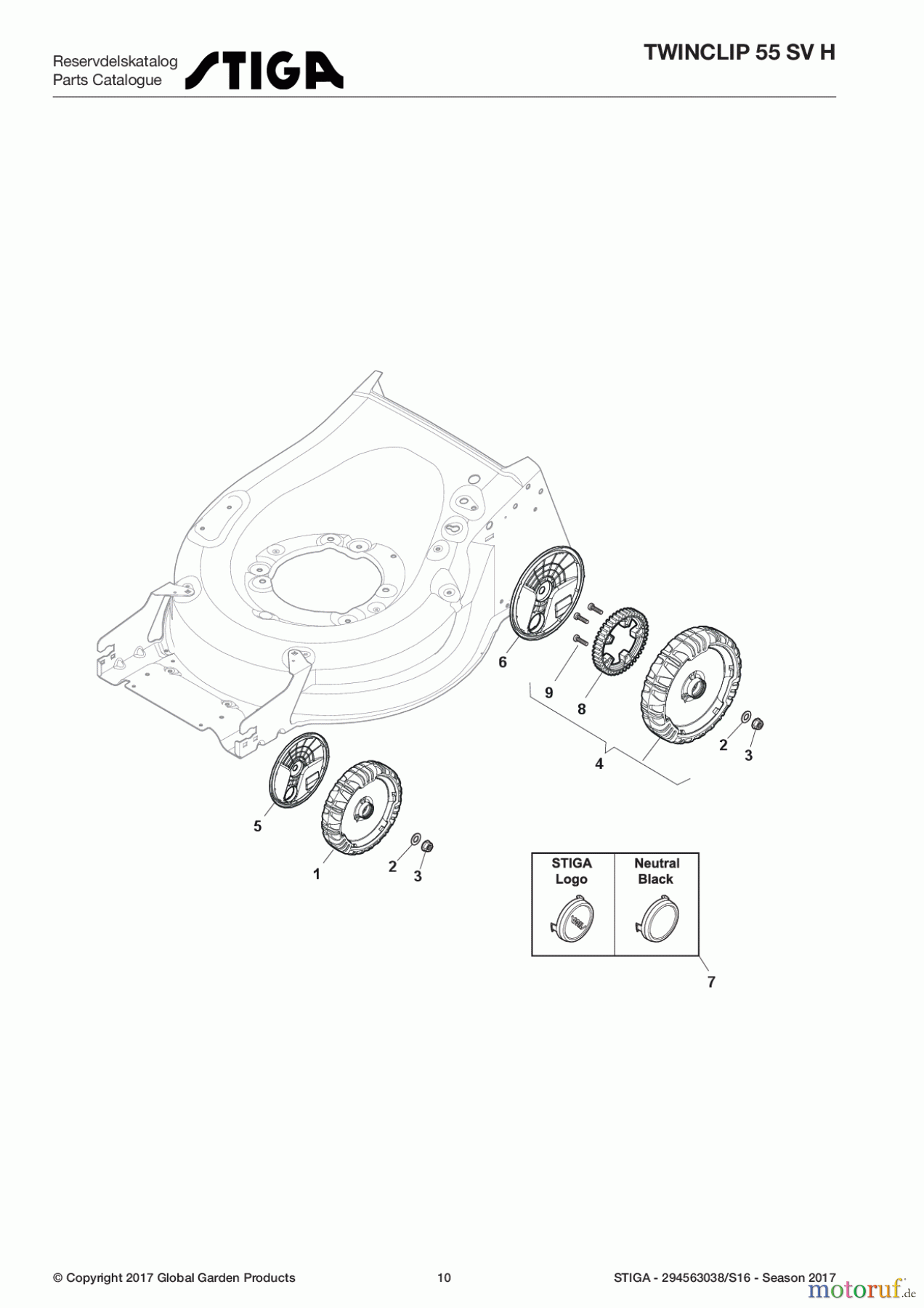  Stiga Rasenmäher Benzin Mit Antrieb 2017 TWINCLIP 55 SV H 294563038/S16 - Season 2017 Wheel and Hub Cap