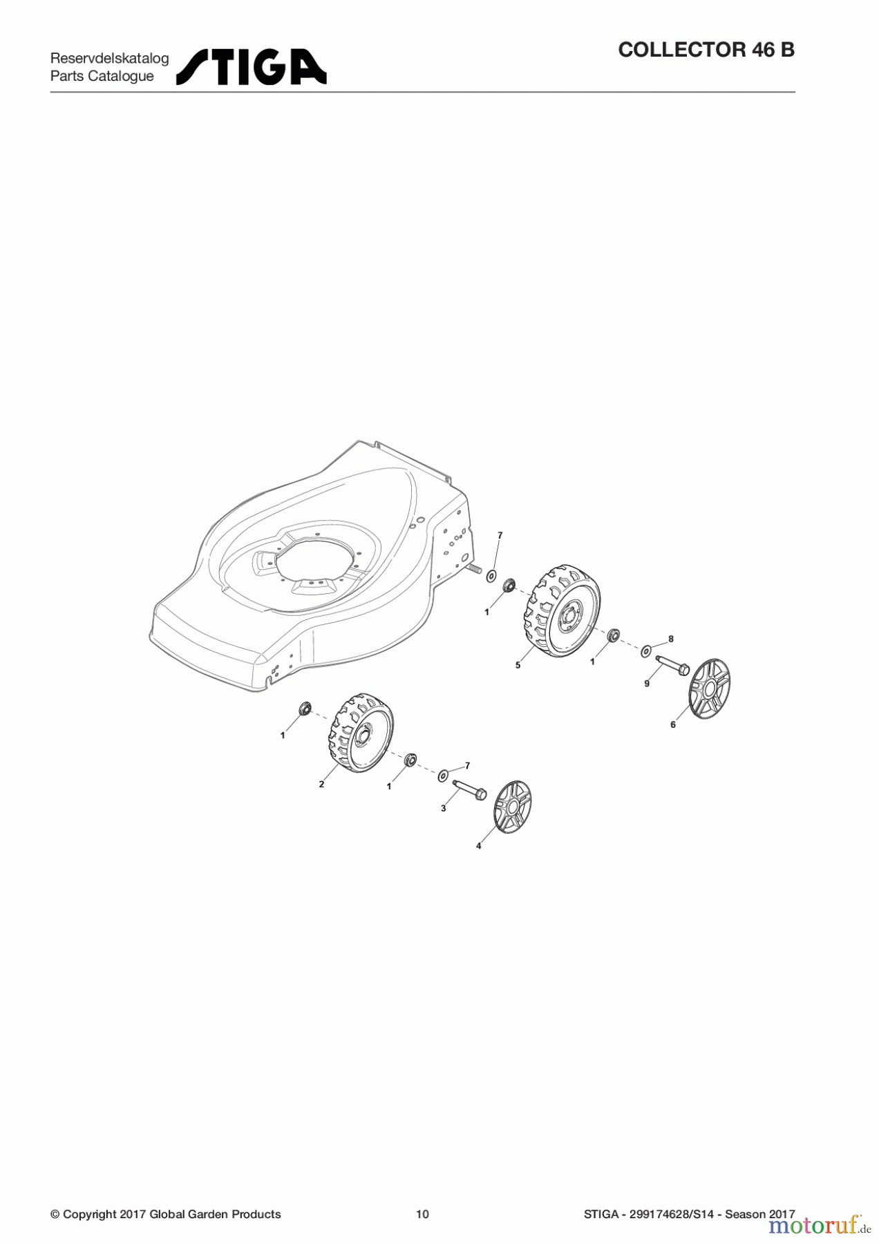  Stiga Rasenmäher Benzin Ohne Antrieb 2017 COLLECTOR 46 B 299174628/S14 - Season 2017 Wheels and Hub Caps