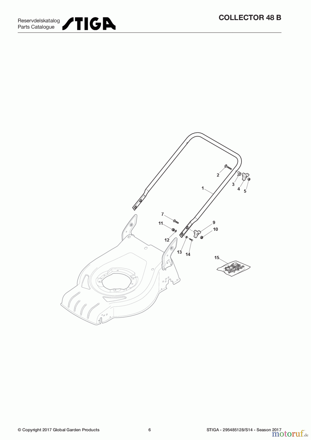  Stiga Rasenmäher Benzin Ohne Antrieb 2017 COLLECTOR 48 B 295485128/S14 - Season 2017 Handle, Lower Part