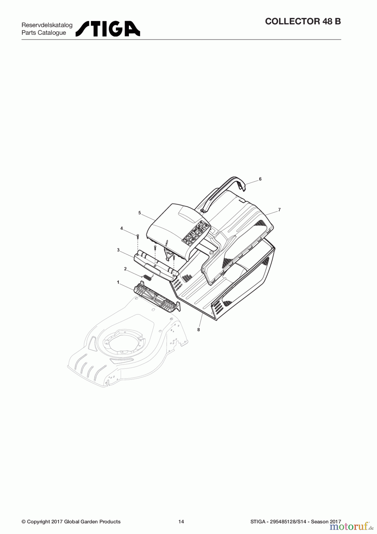  Stiga Rasenmäher Baujahr 2017 Benzin Ohne Antrieb 2017 COLLECTOR 48 B 295485128/S14 - Season 2017 Grass-Catcher