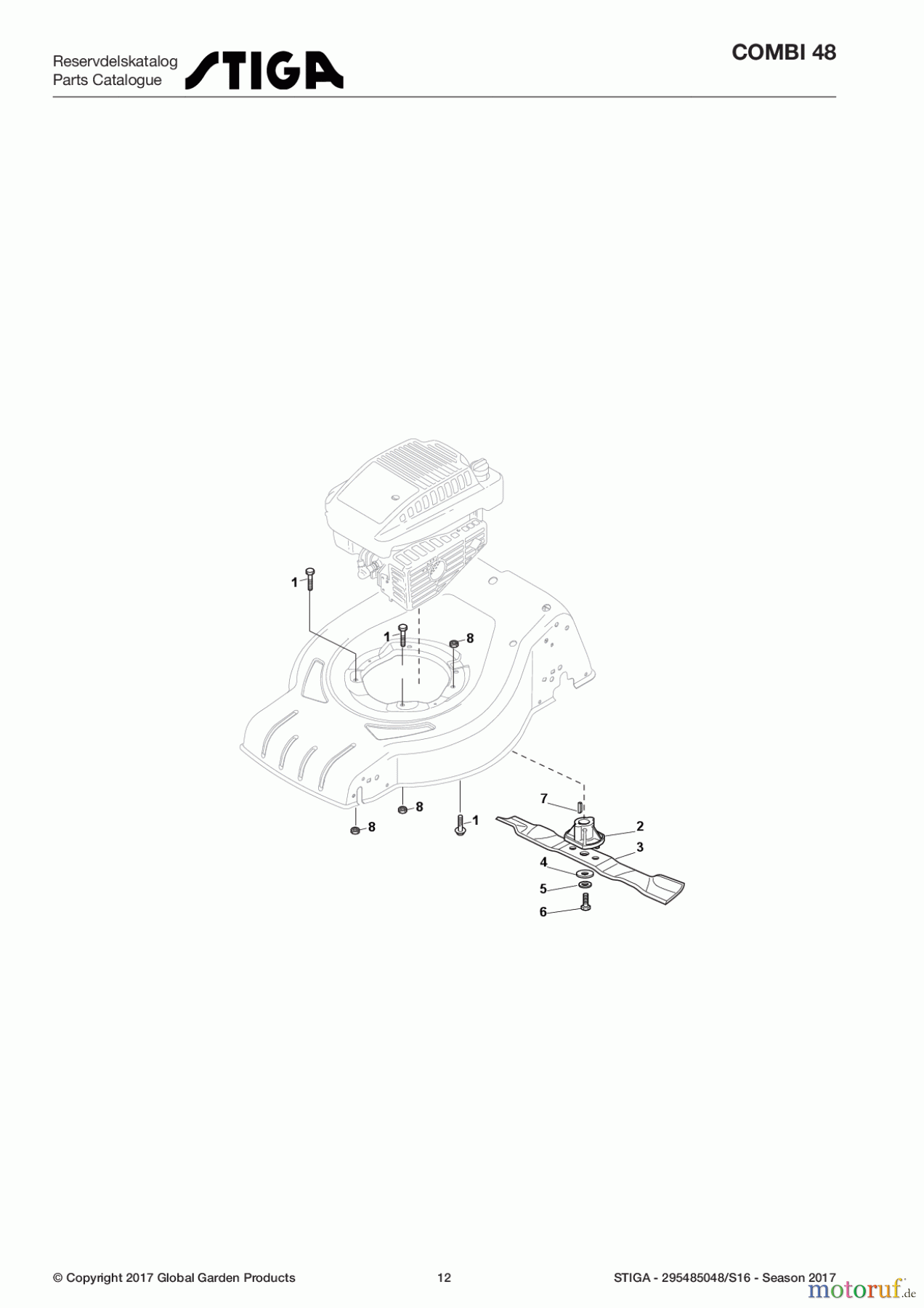  Stiga Rasenmäher Baujahr 2017 Benzin Ohne Antrieb 2017 COMBI 48 295485048/S16 - Season 2017 Blade