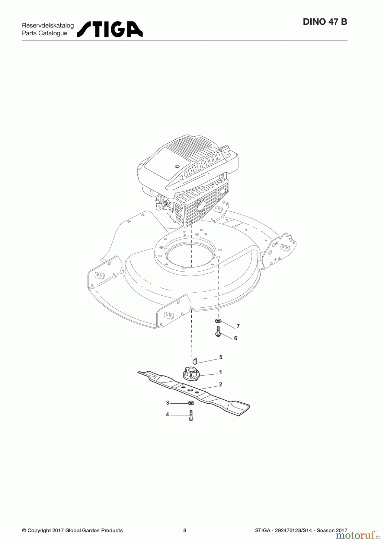  Stiga Rasenmäher Baujahr 2017 Benzin Ohne Antrieb 2017 DINO 47 B 292470128/S14 - Season 2017 Blade