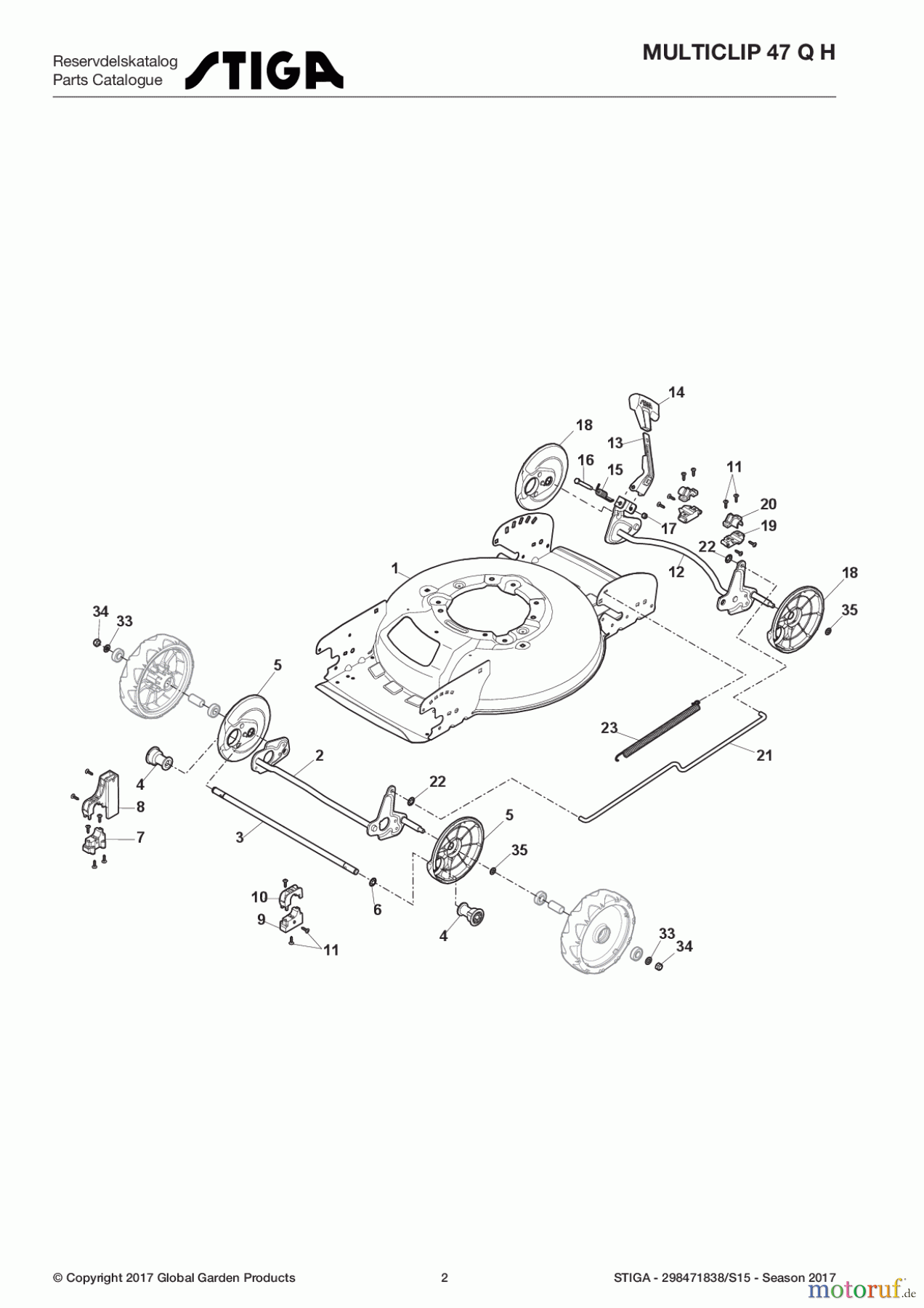  Stiga Rasenmäher Baujahr 2017 Benzin Ohne Antrieb 2017 MULTICLIP 47 Q H 298471838/S15 - Season 2017 Deck And Height Adjusting