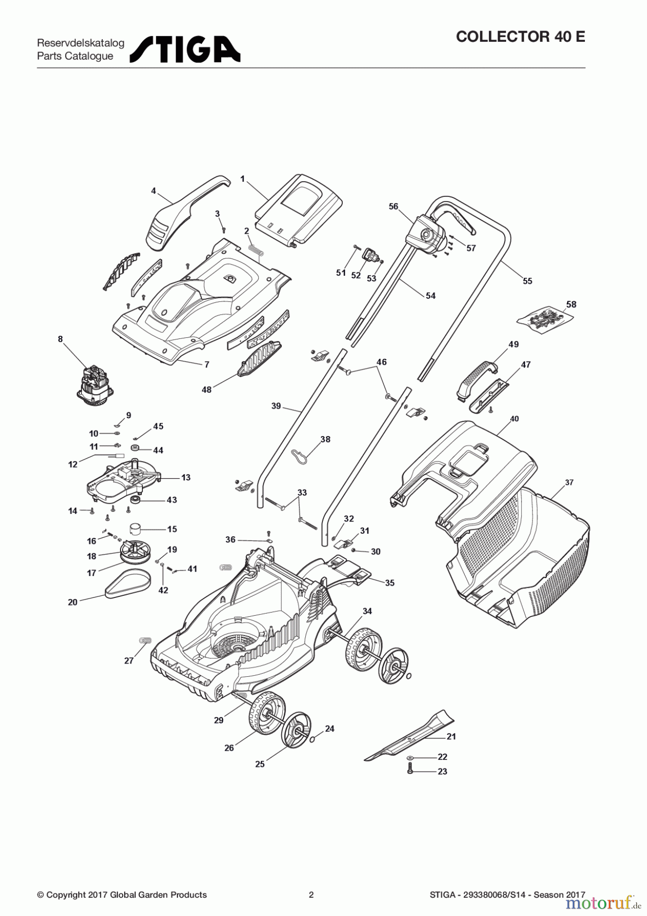  Stiga Rasenmäher Baujahr 2017 Elektro ohne Antrieb 2017 COLLECTOR 40 E 293380068/S14 - Season 2017 Electric Walkbehind