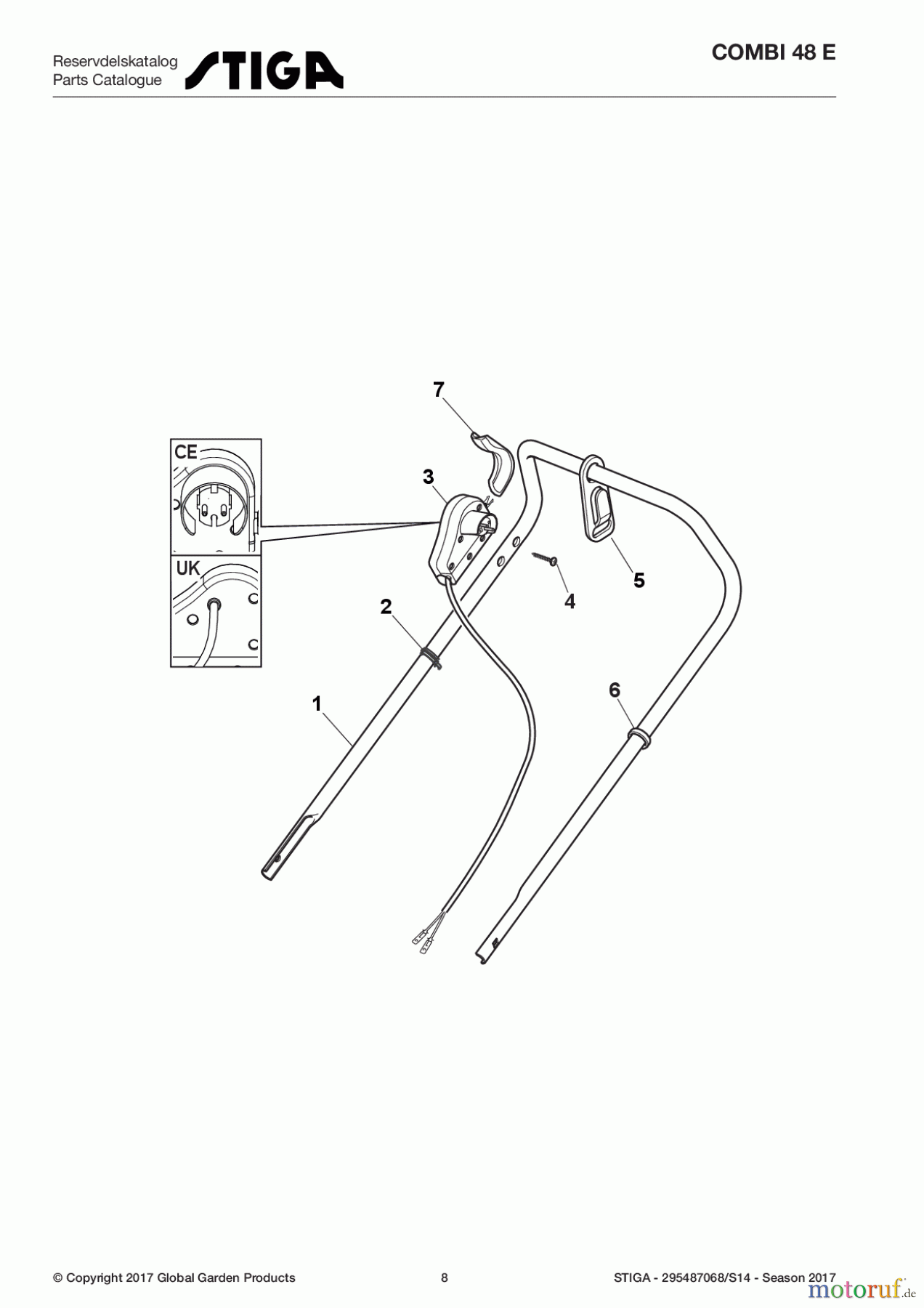  Stiga Rasenmäher Baujahr 2017 Elektro ohne Antrieb 2017 COMBI 48 E 295487068/S14 - Season 2017 Handle, Upper Part