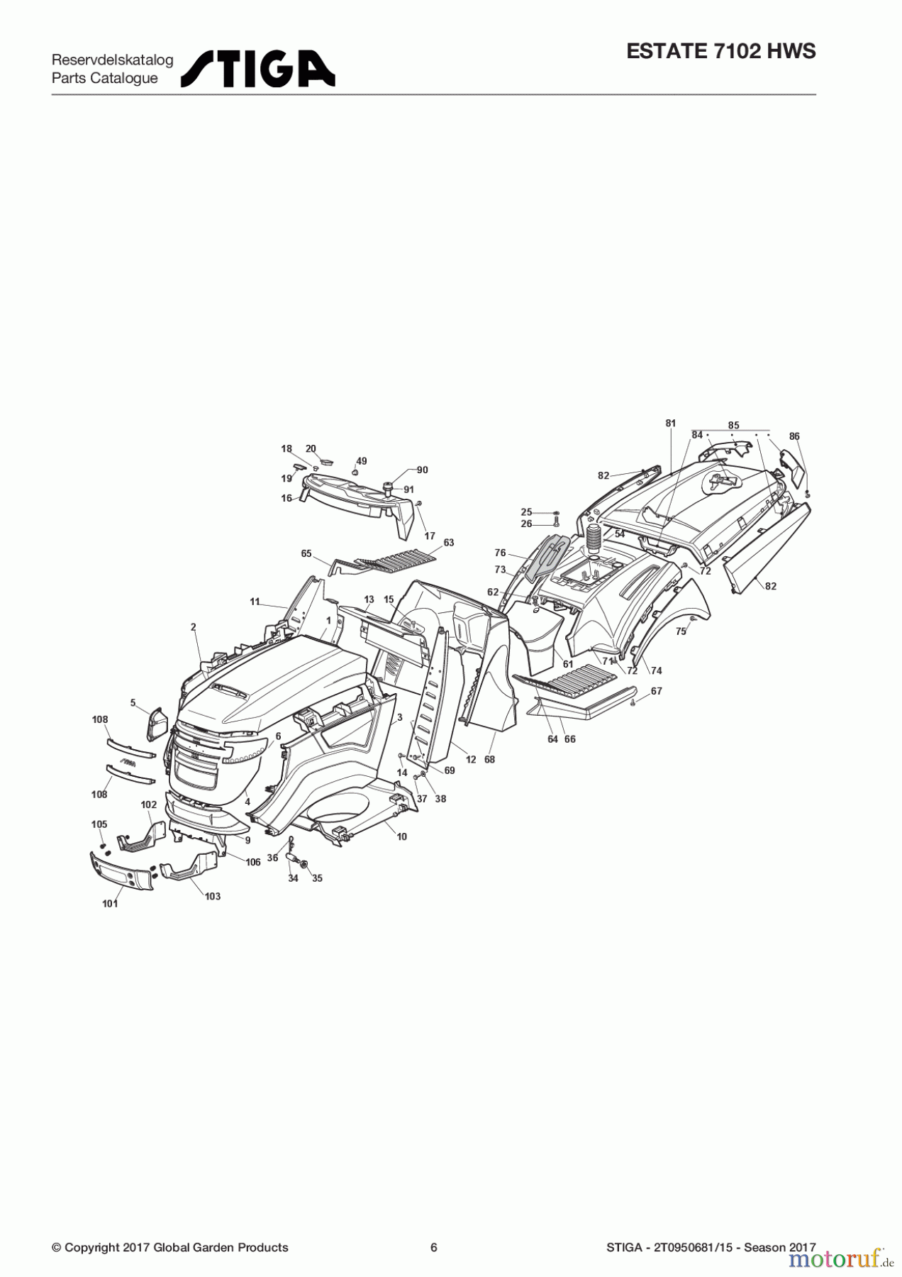  Stiga Aufsitzmäher Baujahr 2017 ESTATE 7102 HWS 2T0950681/15 - Season 2017 Body