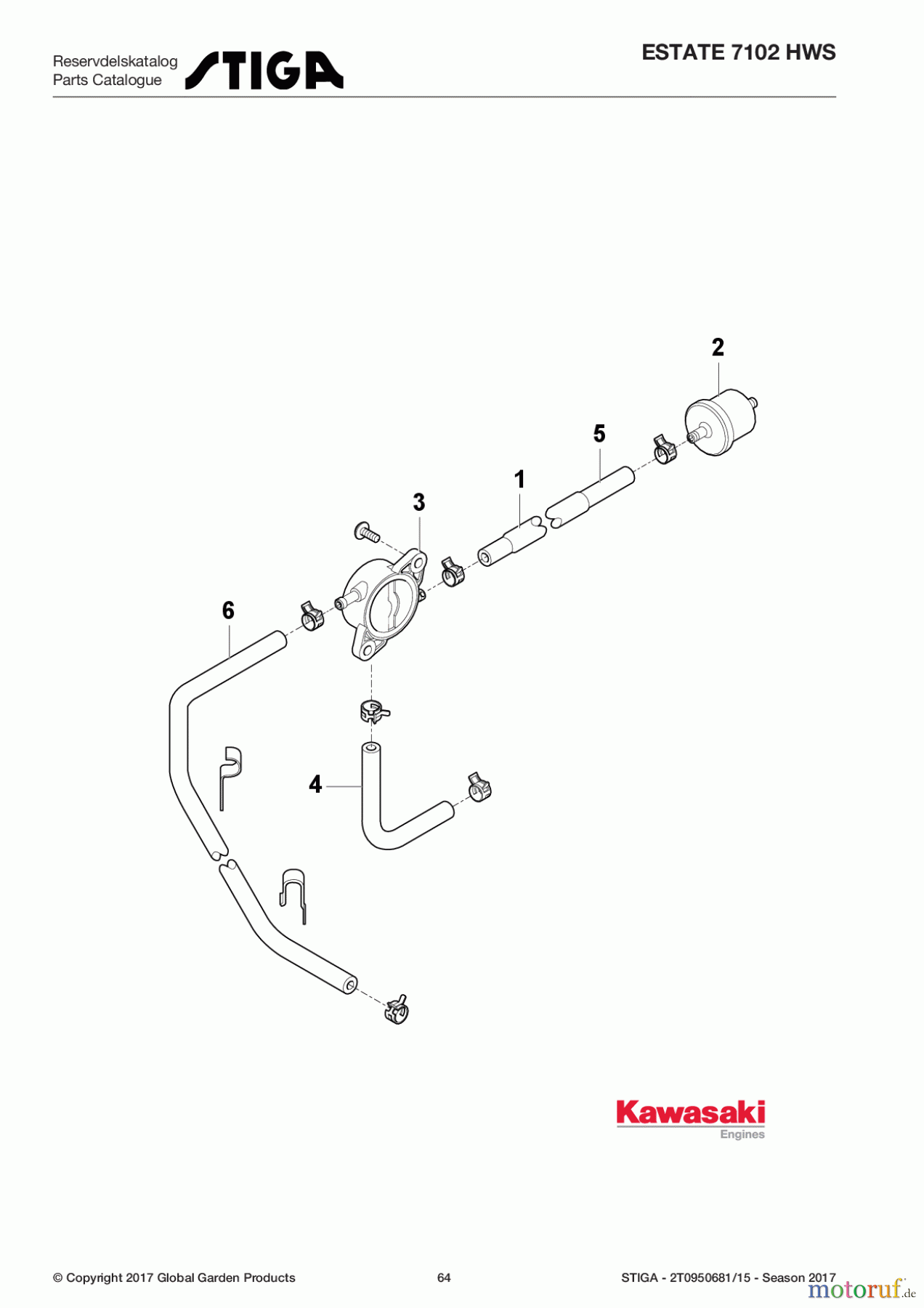  Stiga Aufsitzmäher Baujahr 2017 ESTATE 7102 HWS 2T0950681/15 - Season 2017 Fuel-Tank/Fuel-Valve