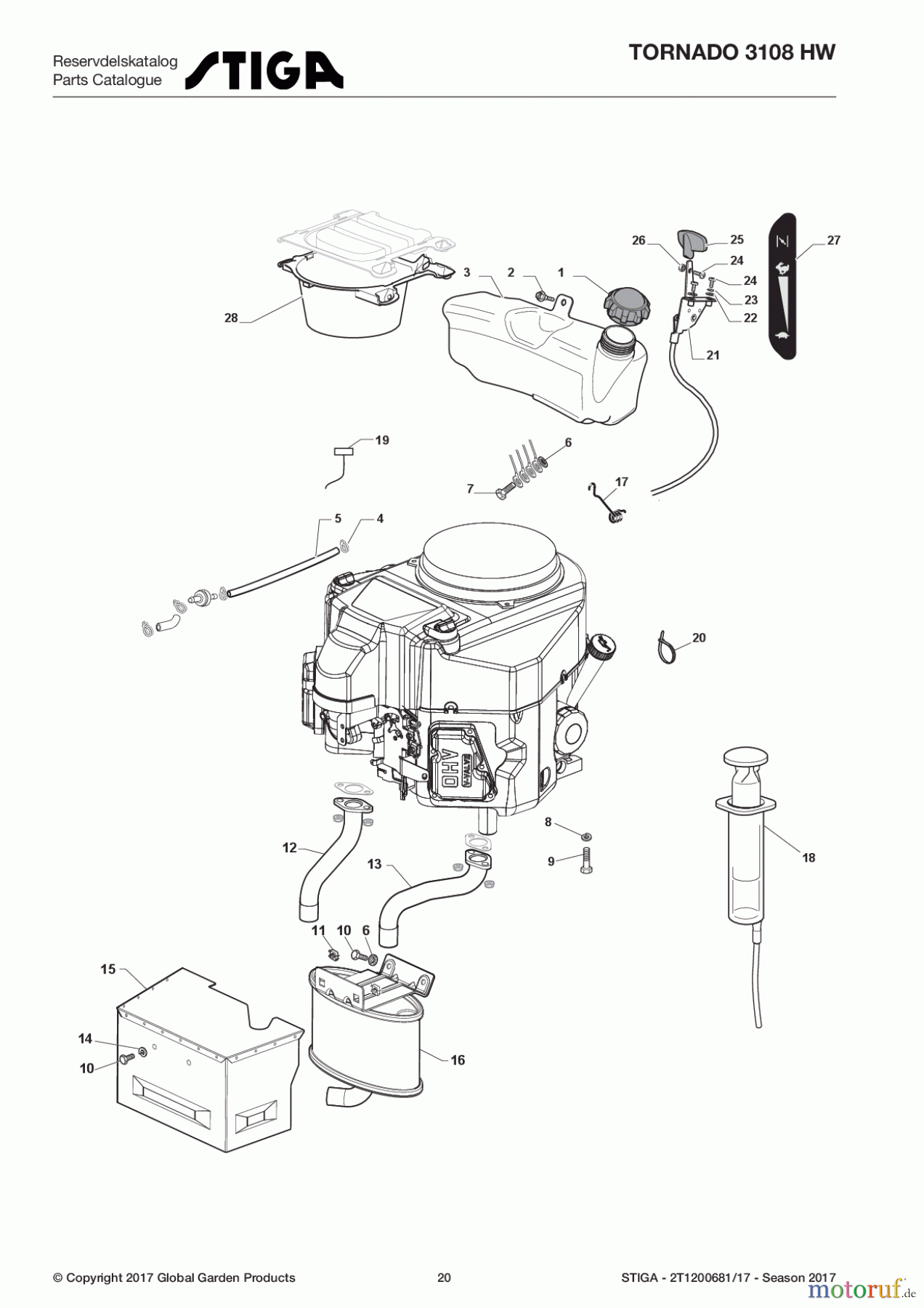  Stiga Aufsitzmäher Baujahr 2017 TORNADO 3108 HW 2T1200681/17 - Season 2017 Engine - Kawasaki