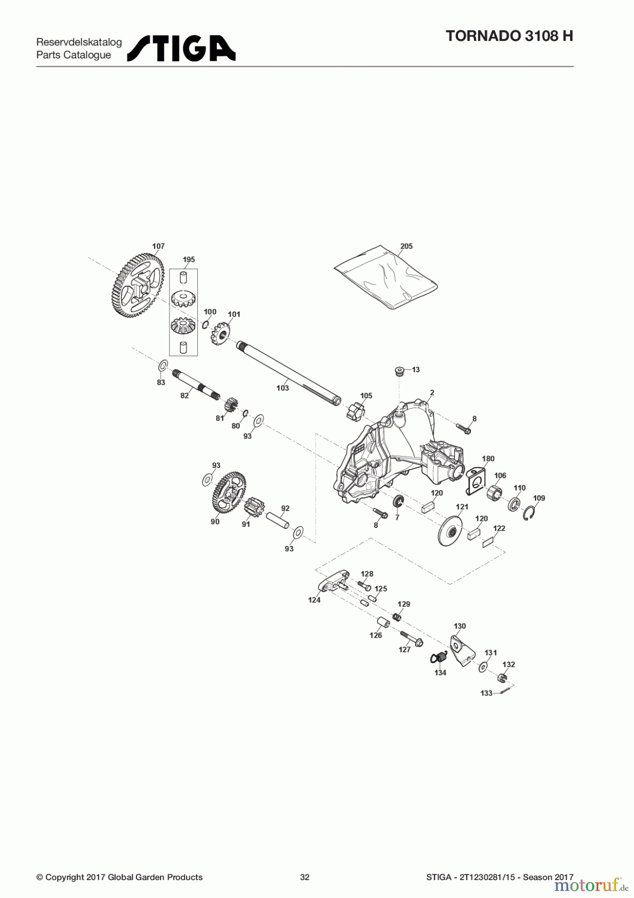  Stiga Aufsitzmäher Baujahr 2017 TORNADO 3108 H 2T1230281/15 - Season 2017 Transmission