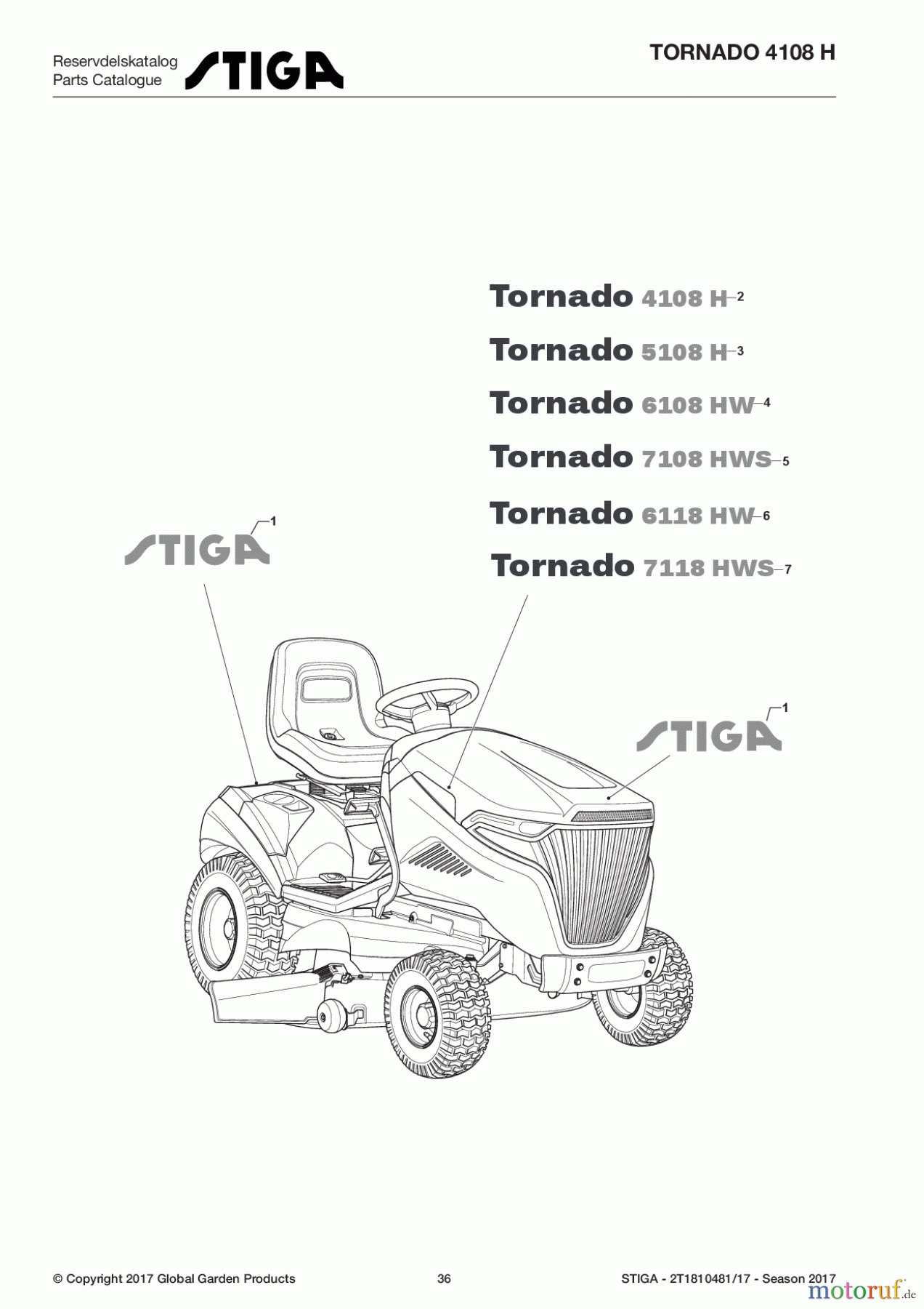  Stiga Rasentraktoren Estate, Tornado tractors 108cm Seitenauswurf Baujahr 2017 TORNADO 4108 H 2T1810481/17 - Season 2017 Aesthetic Labels