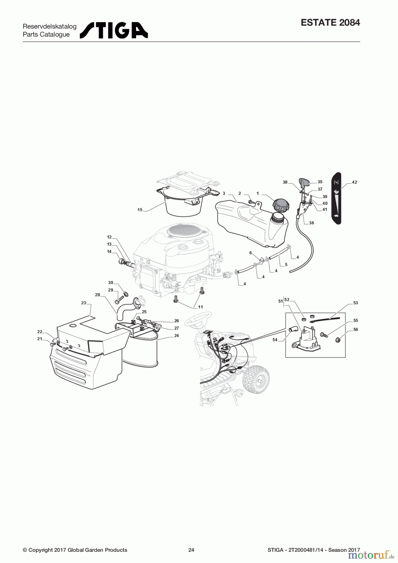  Stiga Rasentraktoren Estate, Tornado tractors 84 cm Sammelfunktion 2017 ESTATE 2084 2T2000481/14 - Season 2017 Engine - GGP