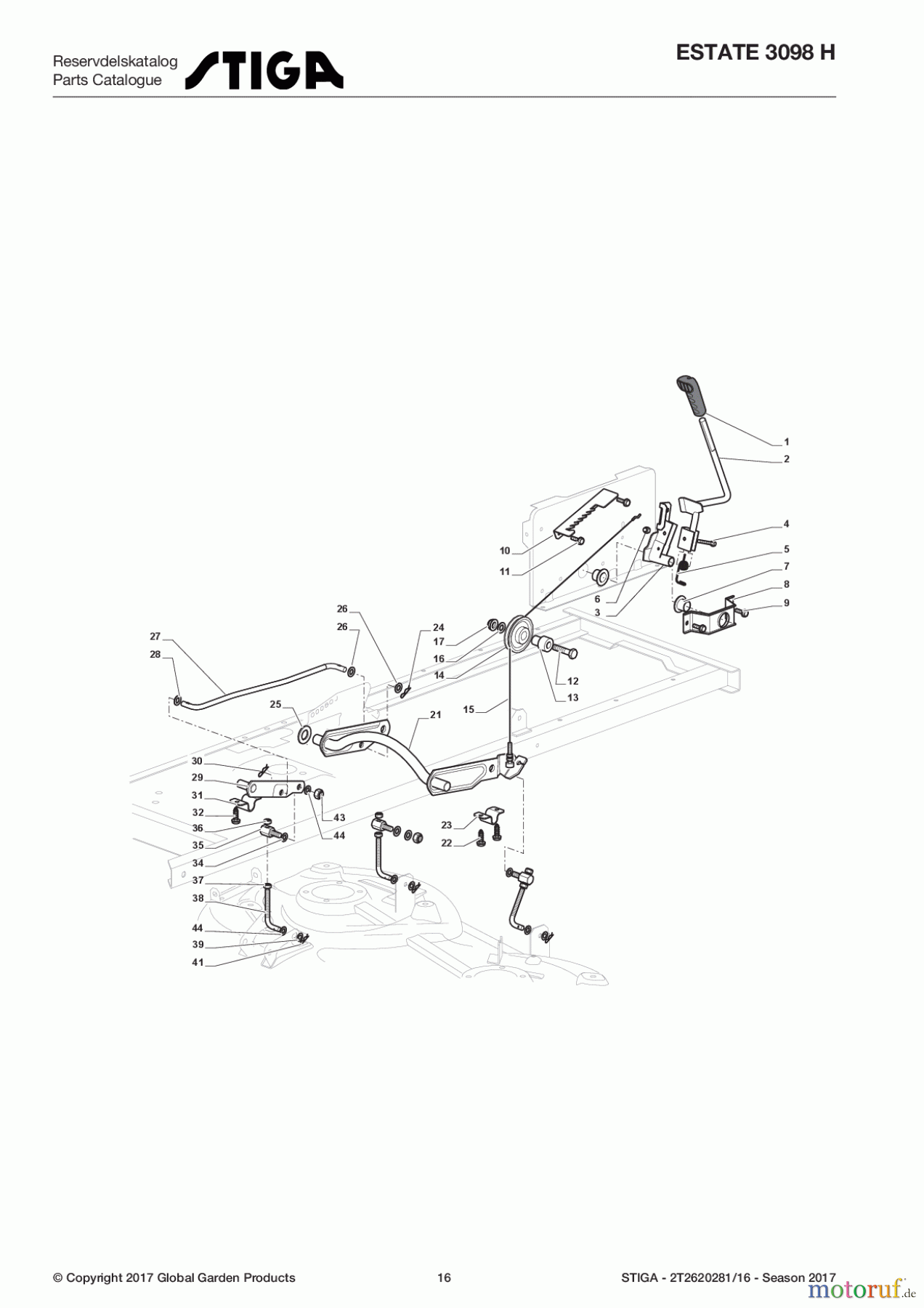  Stiga Aufsitzmäher Baujahr 2017 ESTATE 3098 H 2T2620281/16 - Season 2017 Cutting Plate Lifting