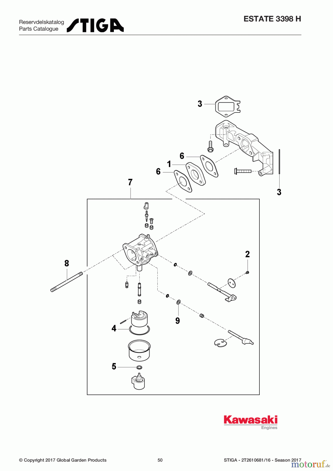  Stiga Aufsitzmäher Baujahr 2017 ESTATE 3398 H 2T2610681/16 - Season 2017 Carburetor