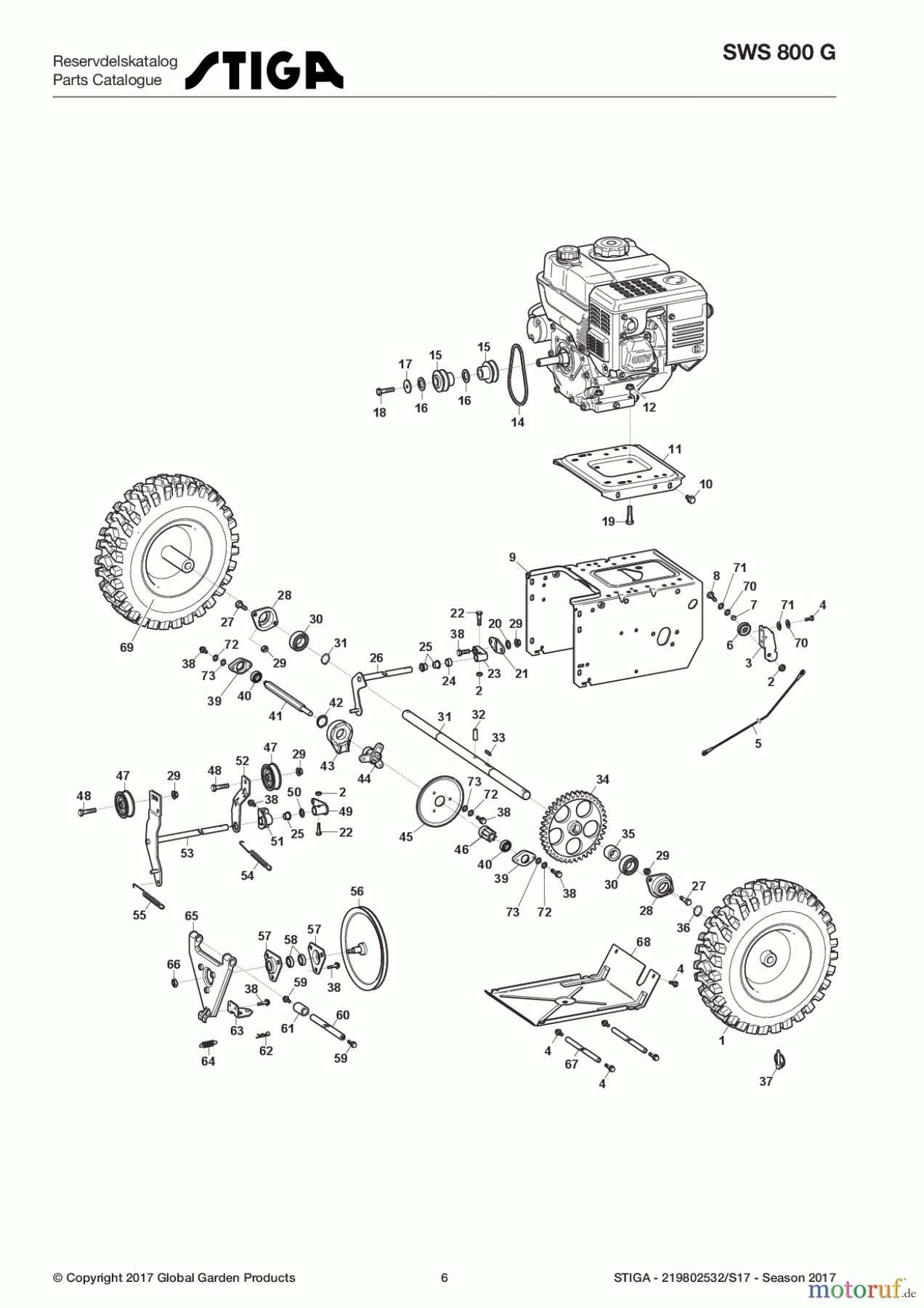  Stiga Schneefräsen Kehrmaschinen Benzin 2017 SWS 800 G 219802532/S17 - Season 2017 Transmission