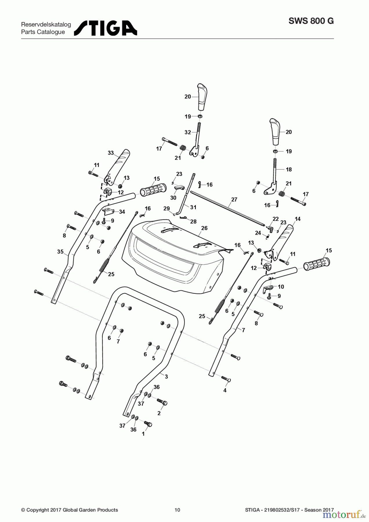  Stiga Kehrmaschinen Baujahr 2017 2017 SWS 800 G 219802532/S17 - Season 2017 Handle