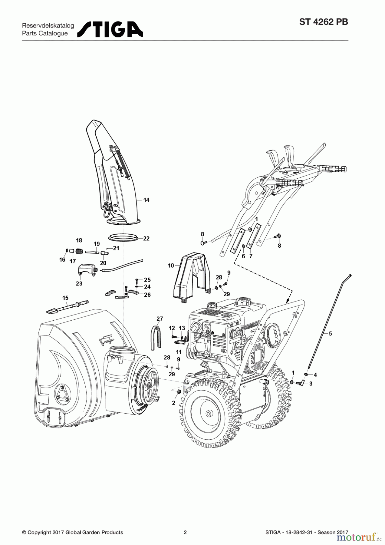  Stiga Schneefräsen Baujahr 2017 Schneefräsen Benzin 2017 ST 4262 PB 18-2842-31 - Season 2017 Body