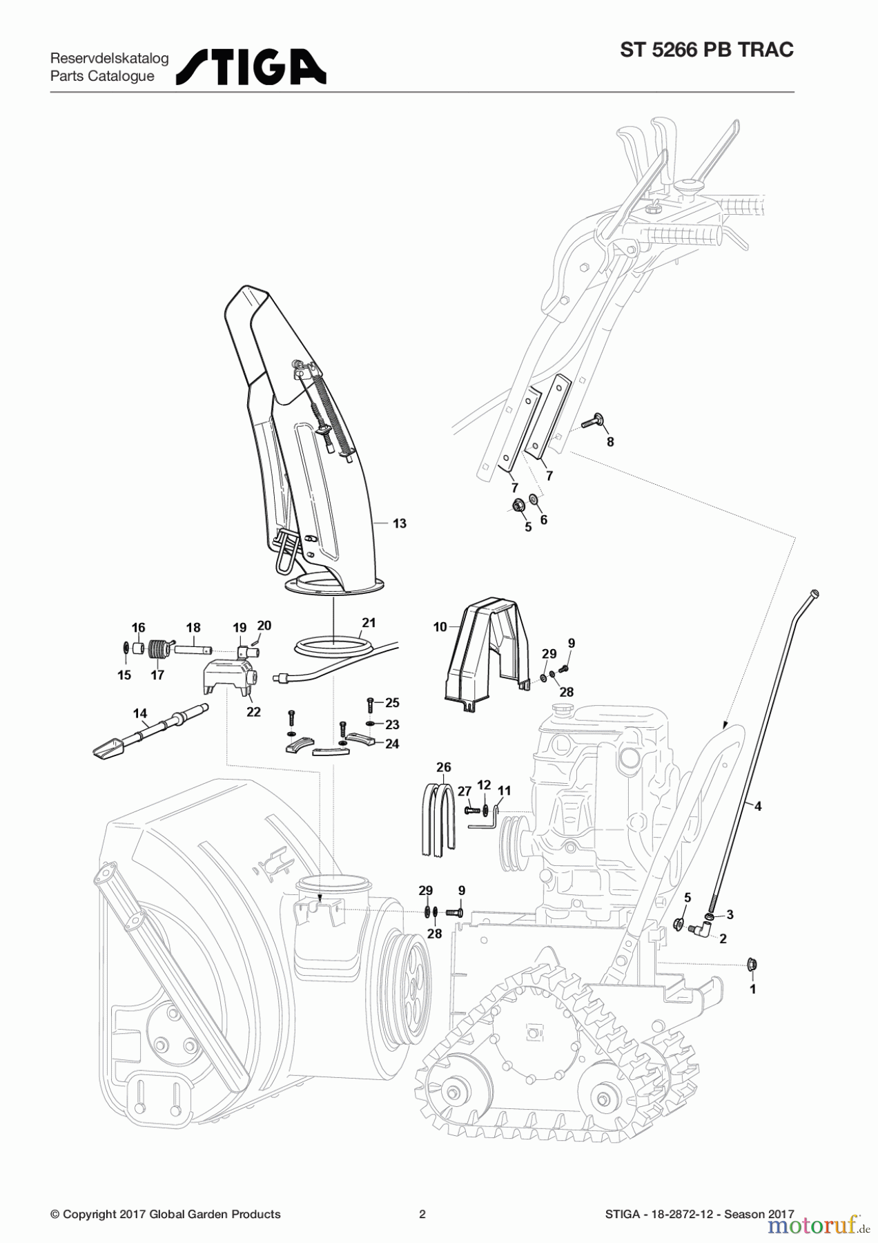  Stiga Schneefräsen Schneefräsen Benzin 2017 ST 5266 PB TRAC 18-2872-12 - Season 2017 Body