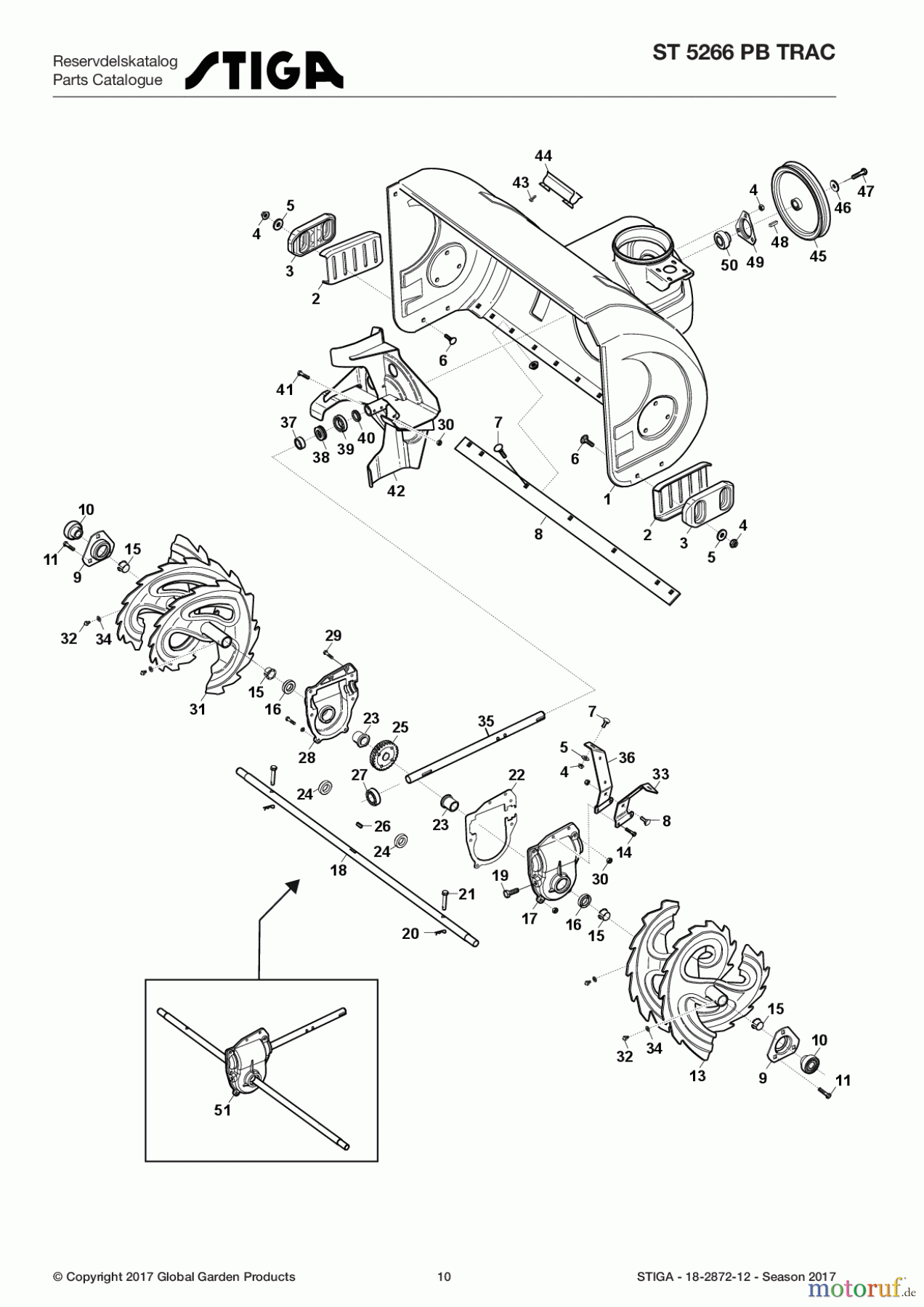  Stiga Schneefräsen Schneefräsen Benzin 2017 ST 5266 PB TRAC 18-2872-12 - Season 2017 Housing