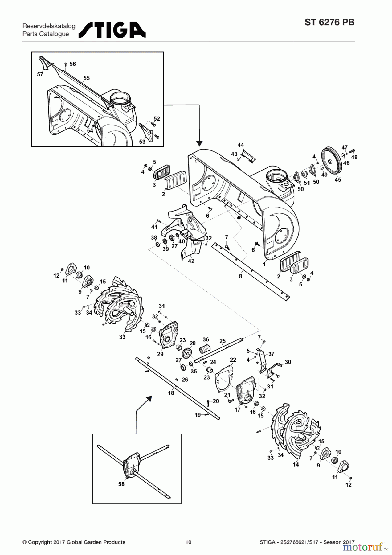  Stiga Schneefräsen Schneefräsen Benzin 2017 ST 6276 PB 2S2765621/S17 - Season 2017 Housing