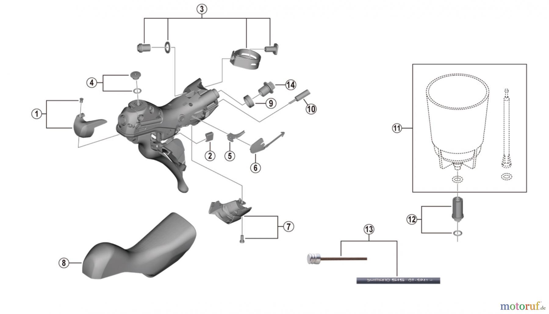 Shimano ST R7025 SHIMANO 105 Dual Control Lever For Disc Brake Spareparts Y 0F398040 R.H. Unit Cover R and Fixing Screw