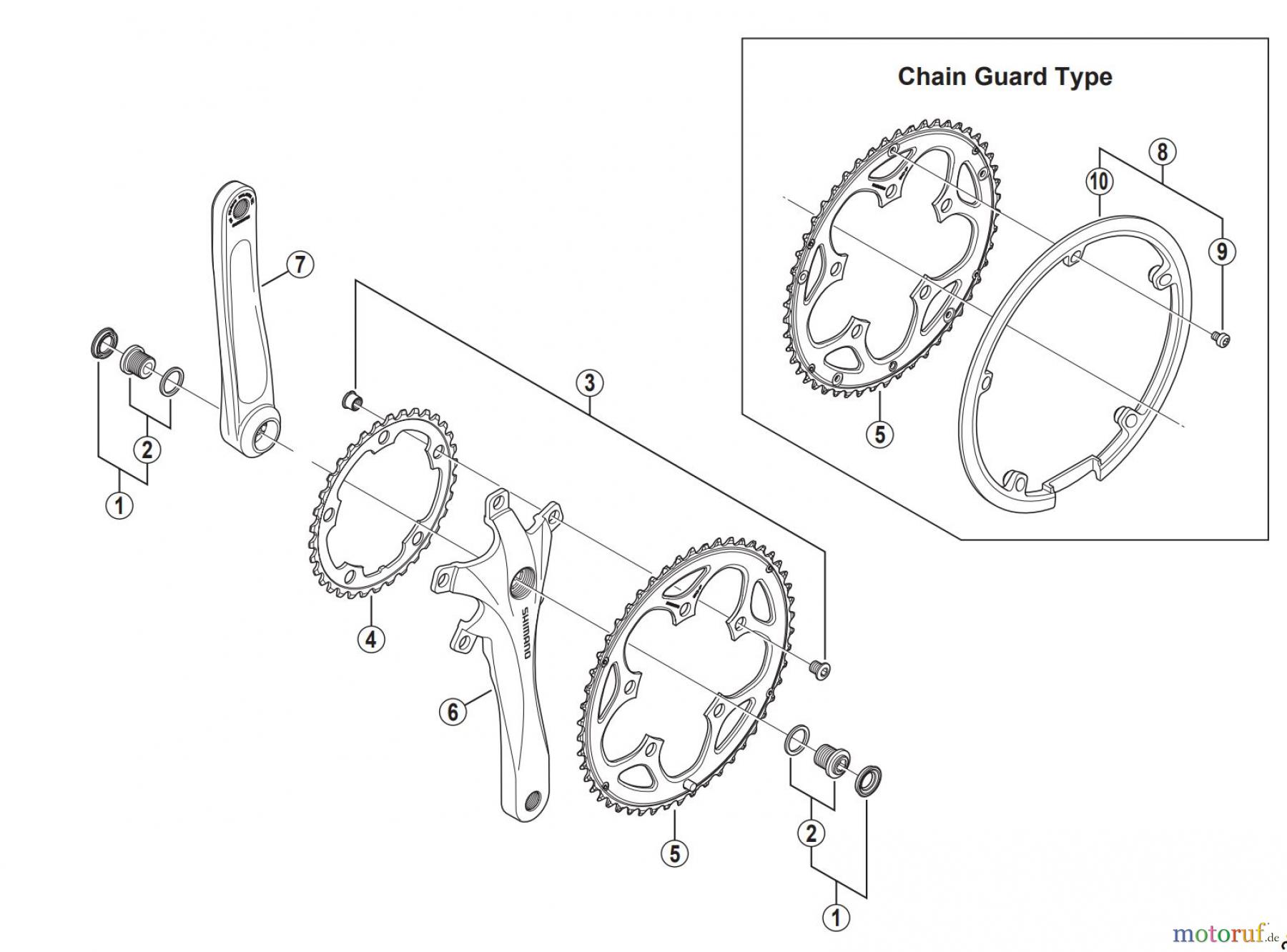  Shimano FC Front Chainwheel - Kurbelsatz, Vorderes Kettenblatt FC-R345 Front Chainwheel