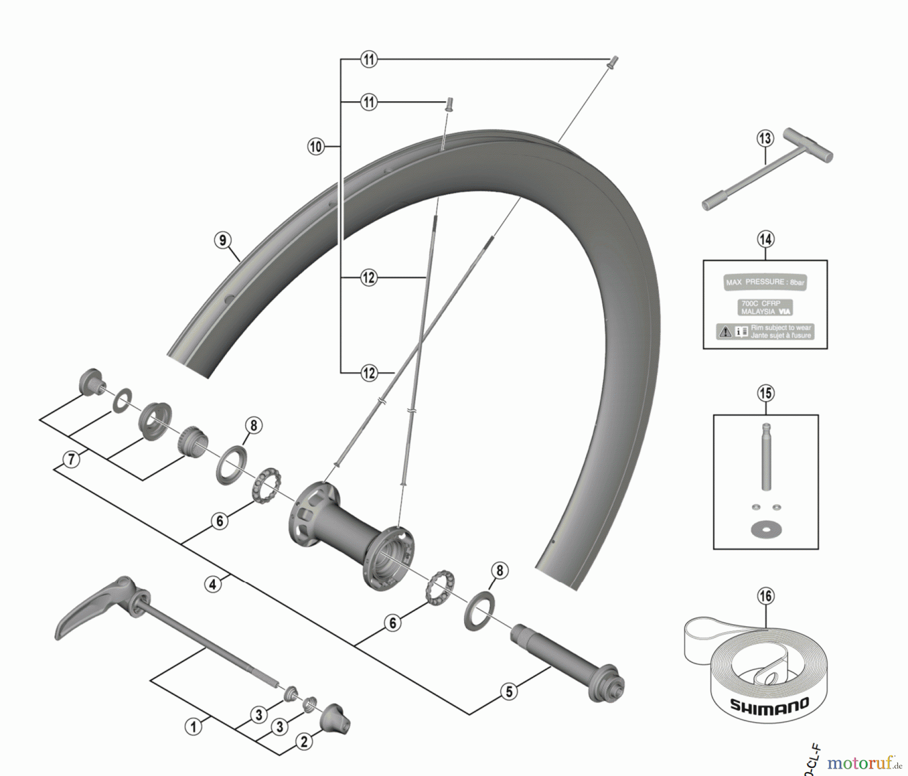  Shimano WH Wheels - Laufräder WH-R9100-C60-CL-F DURA-ACE Front Wheel