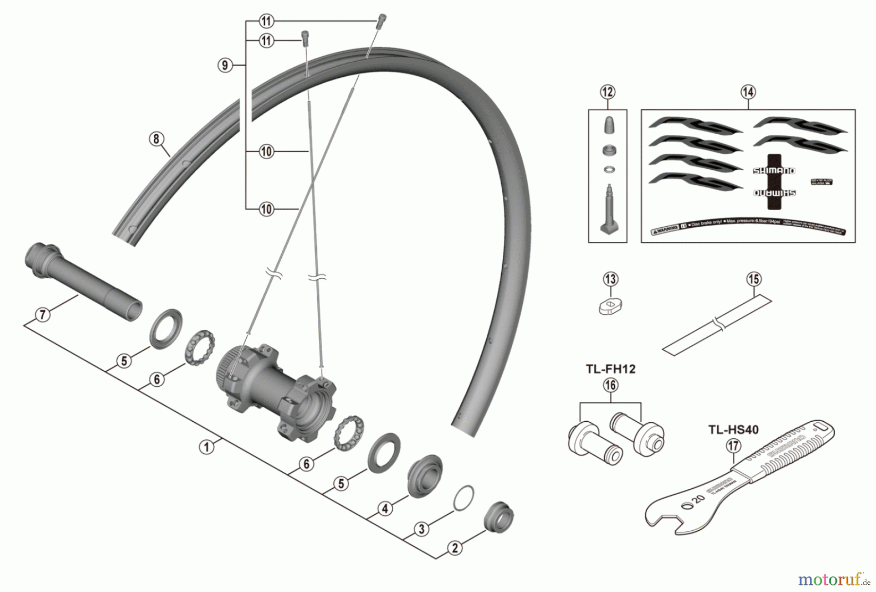  Shimano WH Wheels - Laufräder WH-RS370-TL-F12 Front Wheel