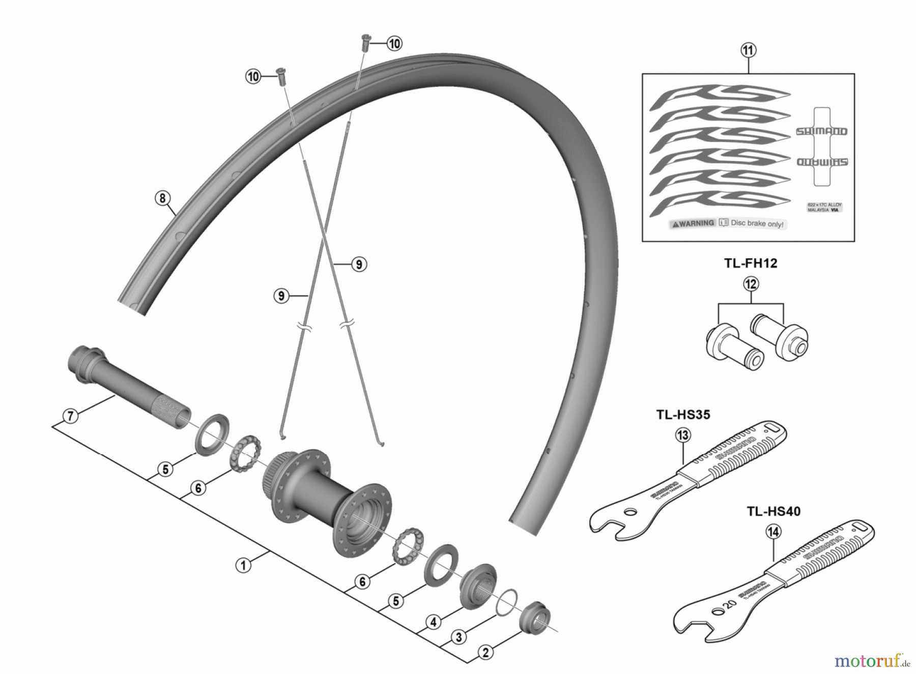  Shimano WH Wheels - Laufräder WH-RS170-CL-F12 Front Wheel