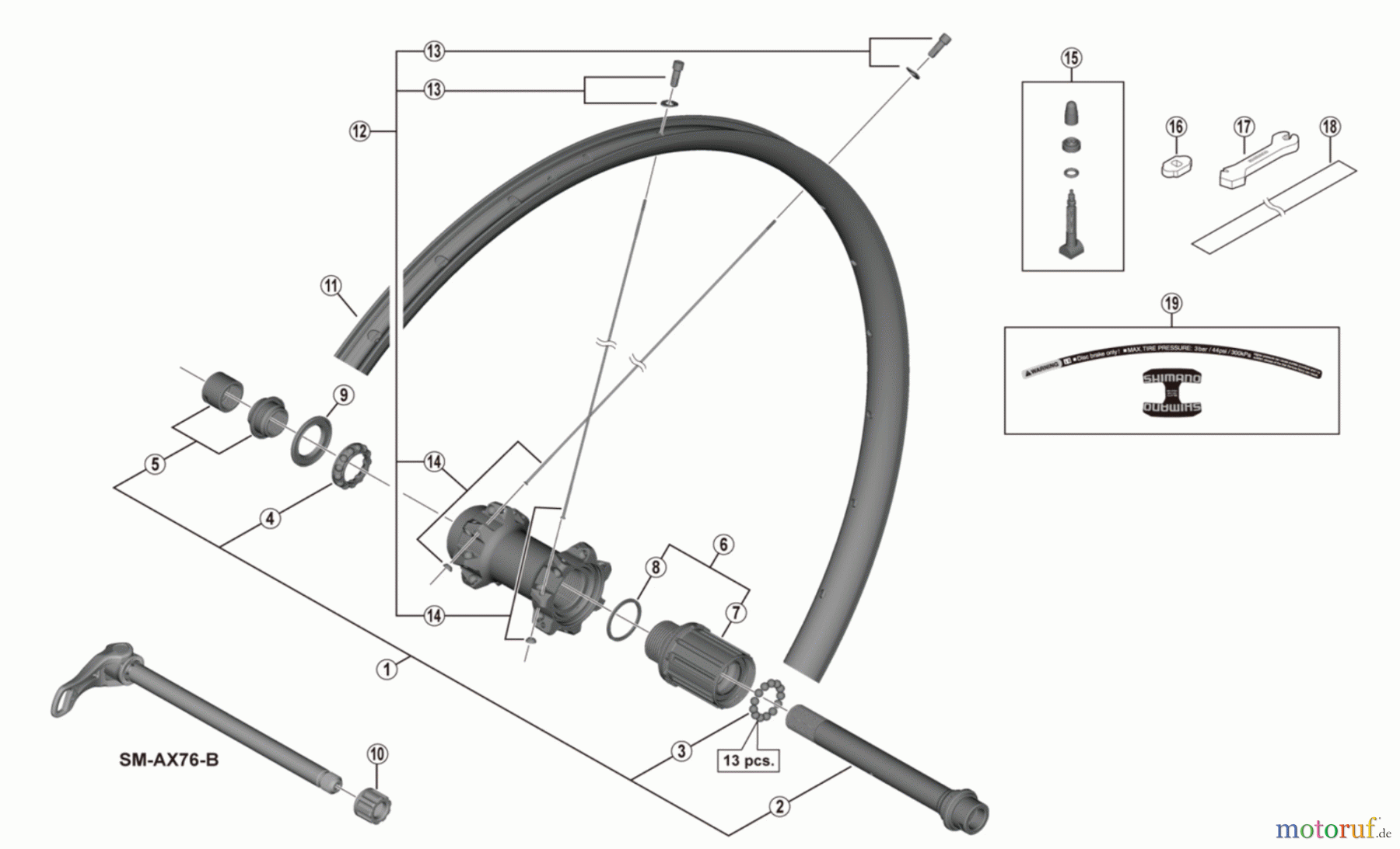  Shimano WH Wheels - Laufräder WH-M8000-TL-R12-B-275