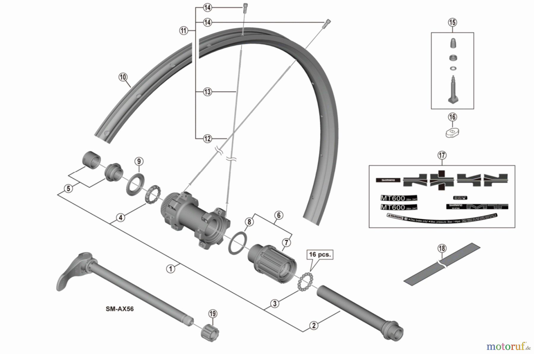  Shimano WH Wheels - Laufräder WH-MT600-TL-R12-29  Rear Wheel