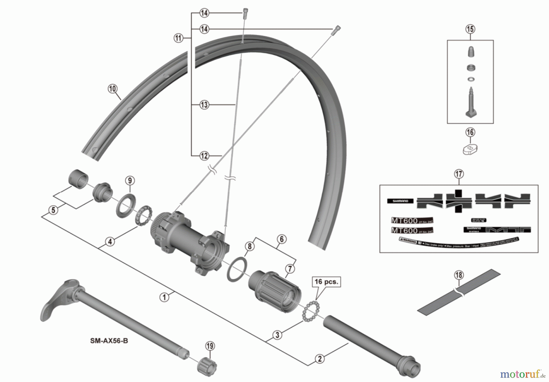  Shimano WH Wheels - Laufräder WH-MT600-TL-R12-B-275  Rear Wheel