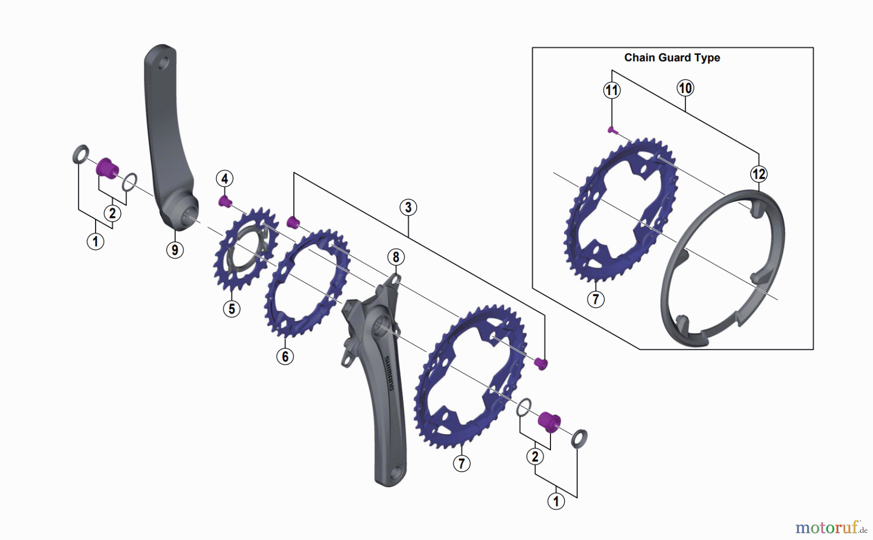  Shimano FC Front Chainwheel - Kurbelsatz, Vorderes Kettenblatt FC-M4000 ALIVIO Crankset