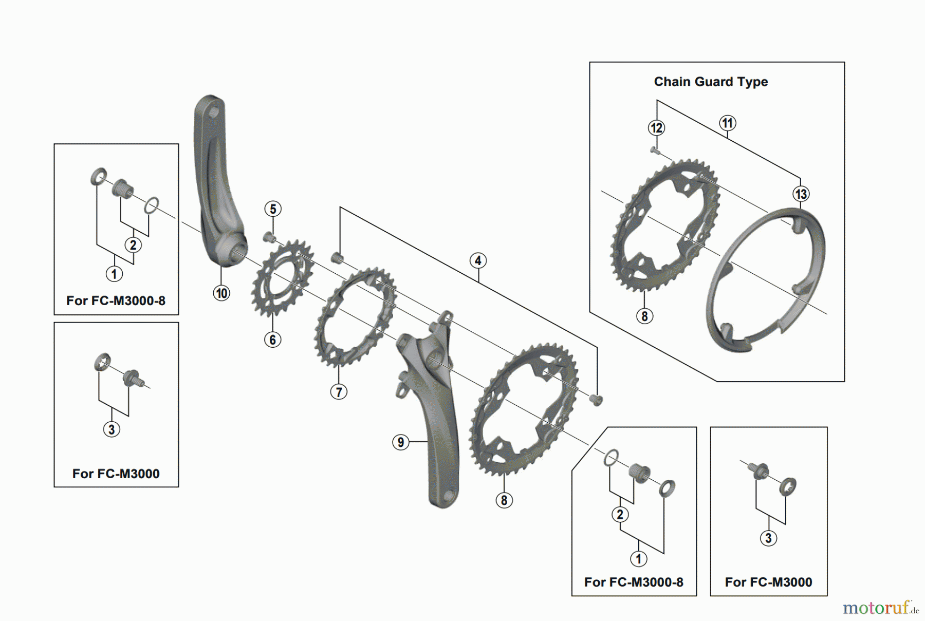  Shimano FC Front Chainwheel - Kurbelsatz, Vorderes Kettenblatt FC-M3000  ACERA Crankset