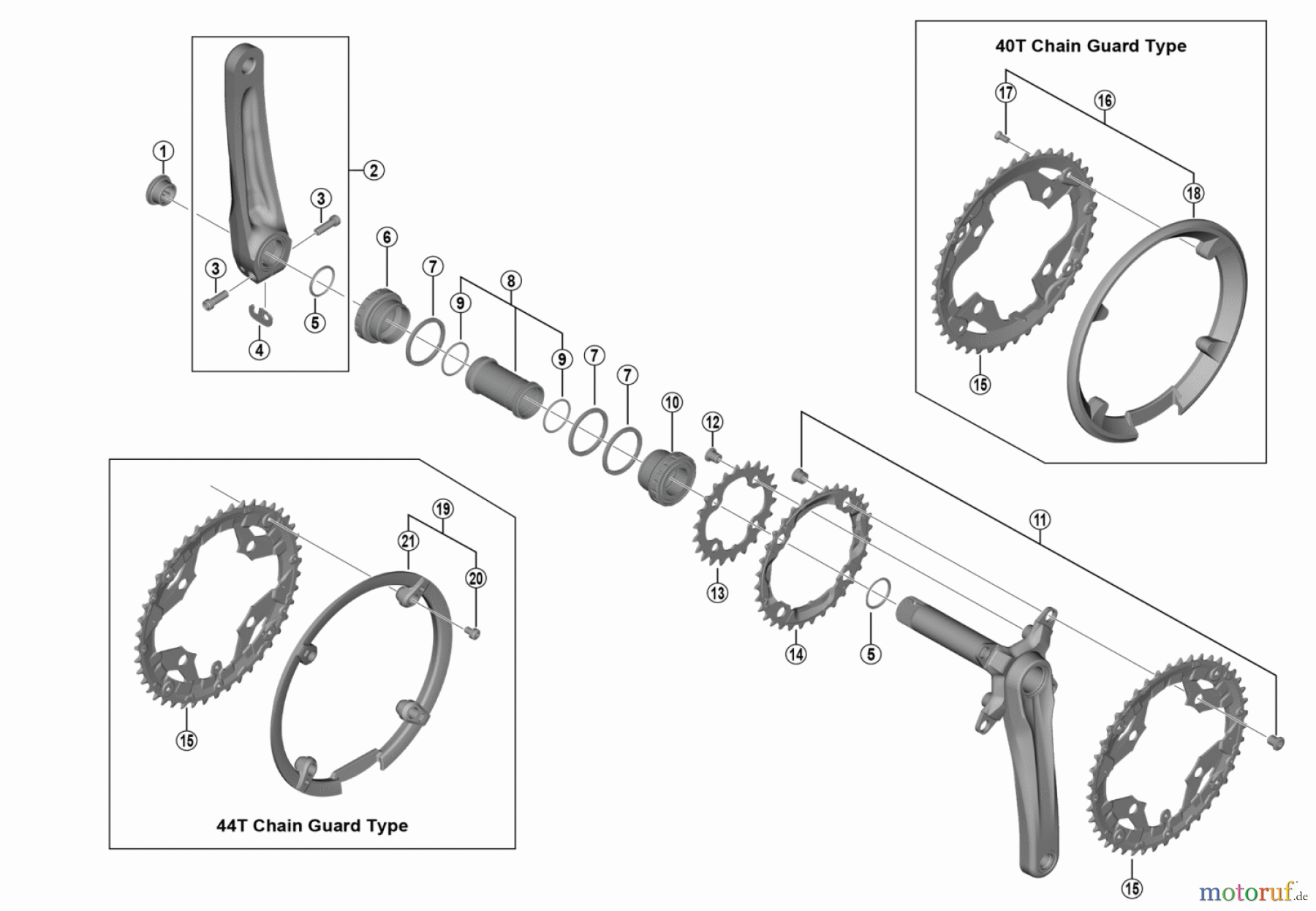  Shimano FC Front Chainwheel - Kurbelsatz, Vorderes Kettenblatt FC-MT300-3  Crankset