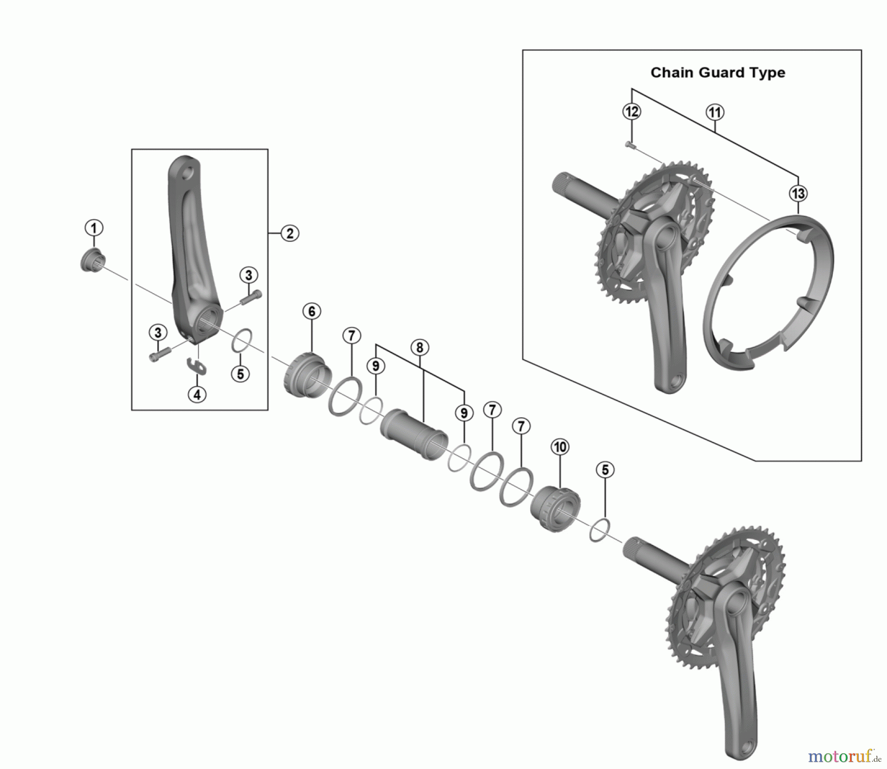  Shimano FC Front Chainwheel - Kurbelsatz, Vorderes Kettenblatt FC-MT210-3  Crankset