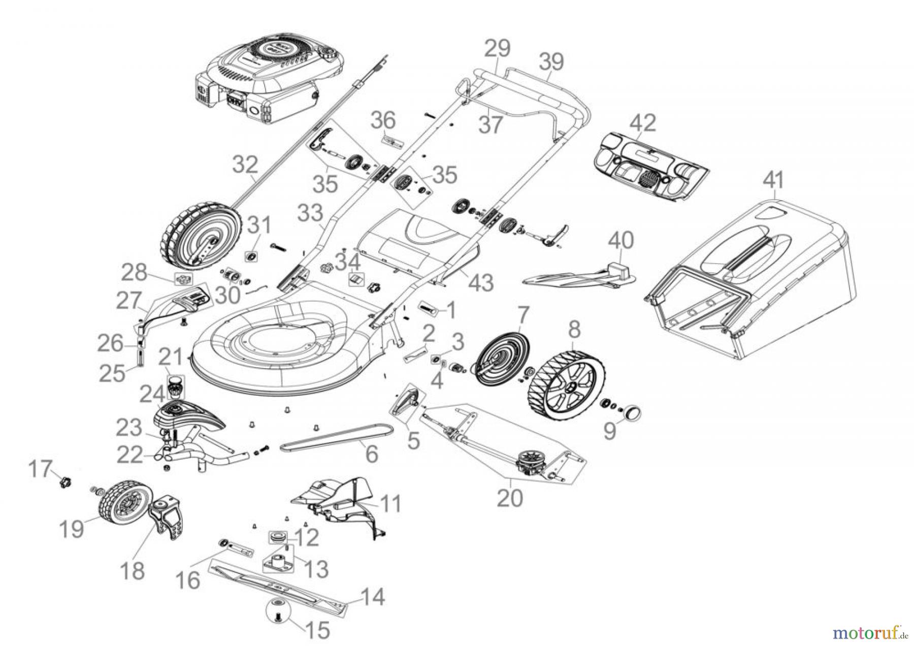  Güde Gartentechnik Rasenmäher Benzin-Rasenmäher Schnittbreite ab 50 cm RASENMÄHER BIG WHEELER TRIKE 465D - 05306 Ersatzteileversion FSL05306-03 Gerät