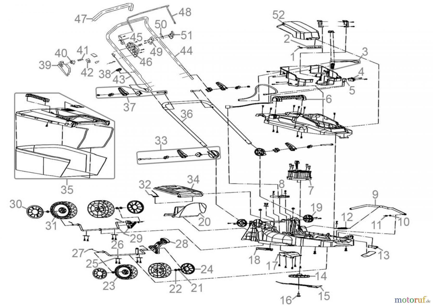  Güde Gartentechnik Rasenmäher Akku-Rasenmäher Schnittbreite bis 33 cm Akku Rasenmäher RM 18-0 - 58401 Ersatzteileversion  FSL58401-01