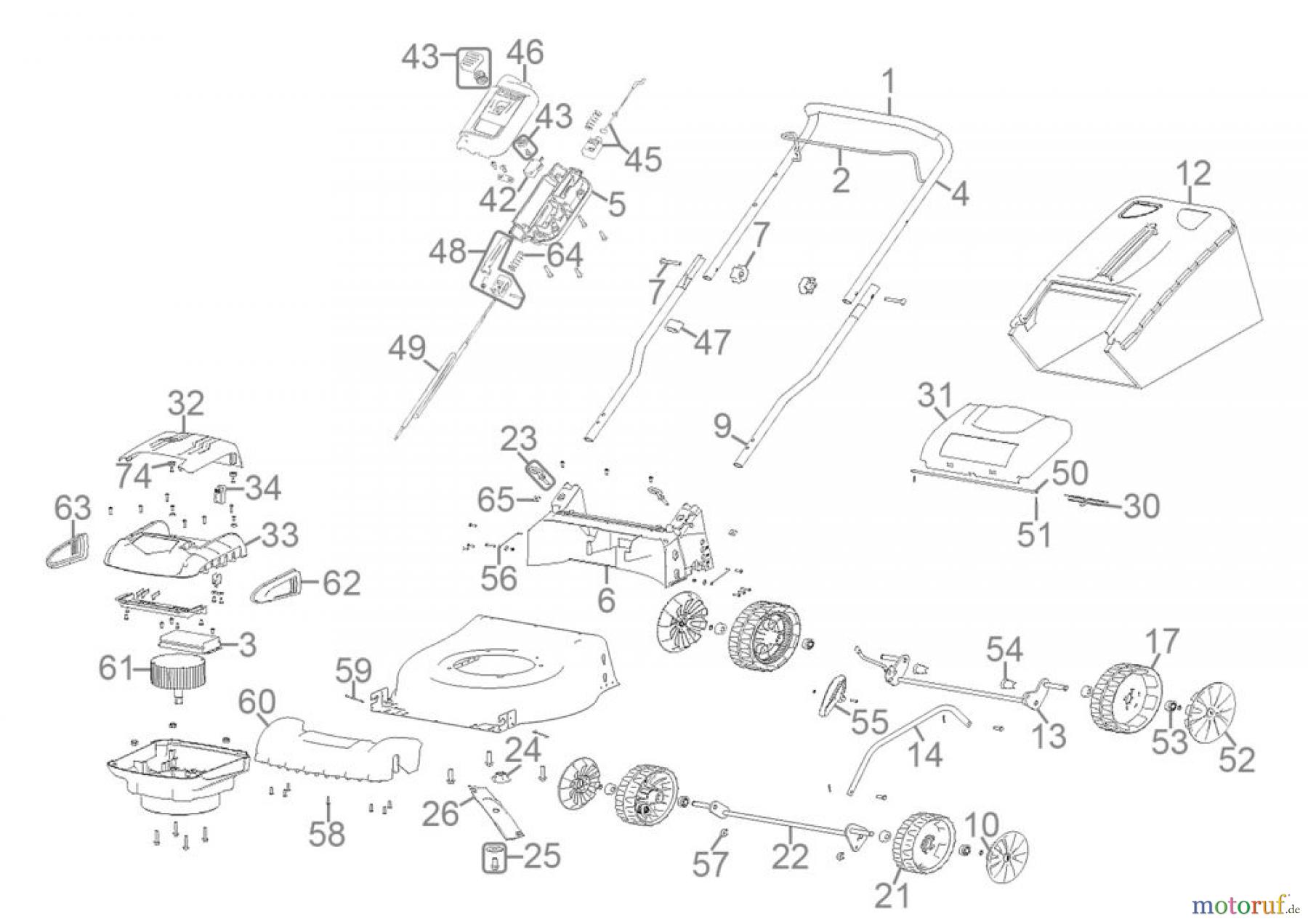  Güde Gartentechnik Rasenmäher Akku-Rasenmäher Schnittbreite bis 43 cm Akku Rasenmäher 405/40-2.5S - 95879 Ersatzteileversion  FSL95879-01