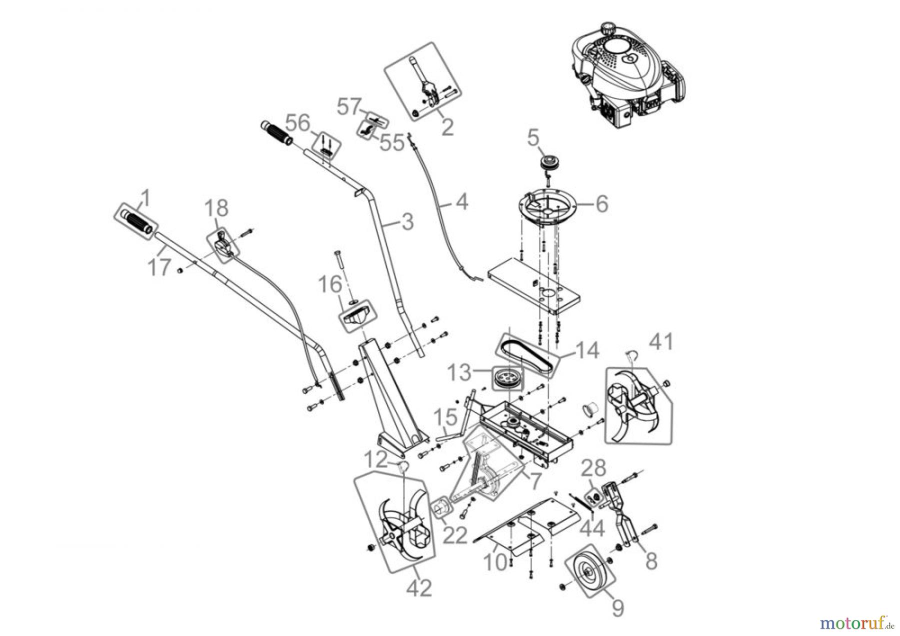  Güde Gartentechnik Gartenfräsen Benzin-Fräsen GARTENFRÄSE GF 381 Art.-Nr.:   94366 Ersatzteileversion FSL94366-01 Seite 1