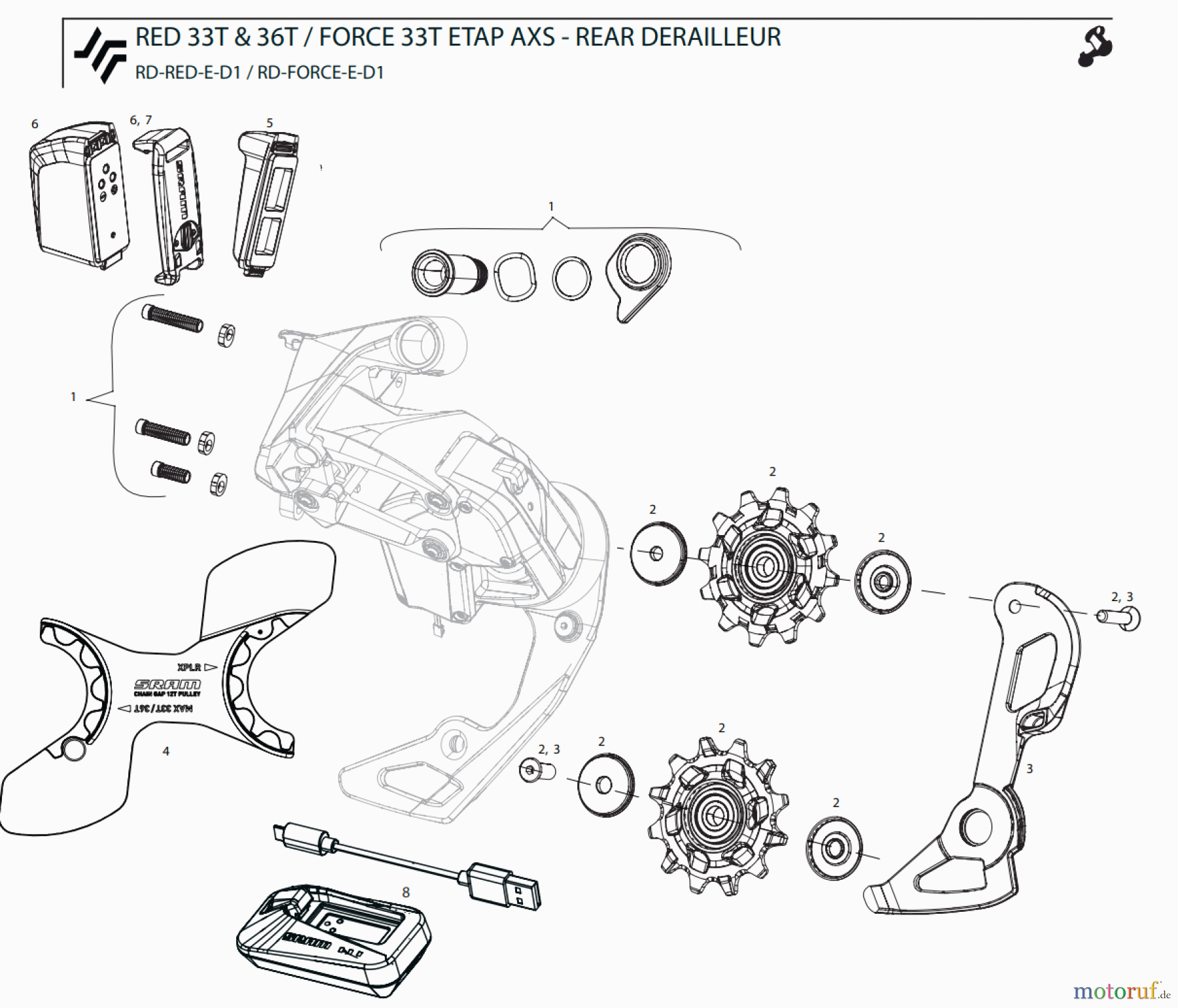  Sram Sram RED 33T & 36T / FORCE 33T ETAP AXS - REAR DERAILLEUR